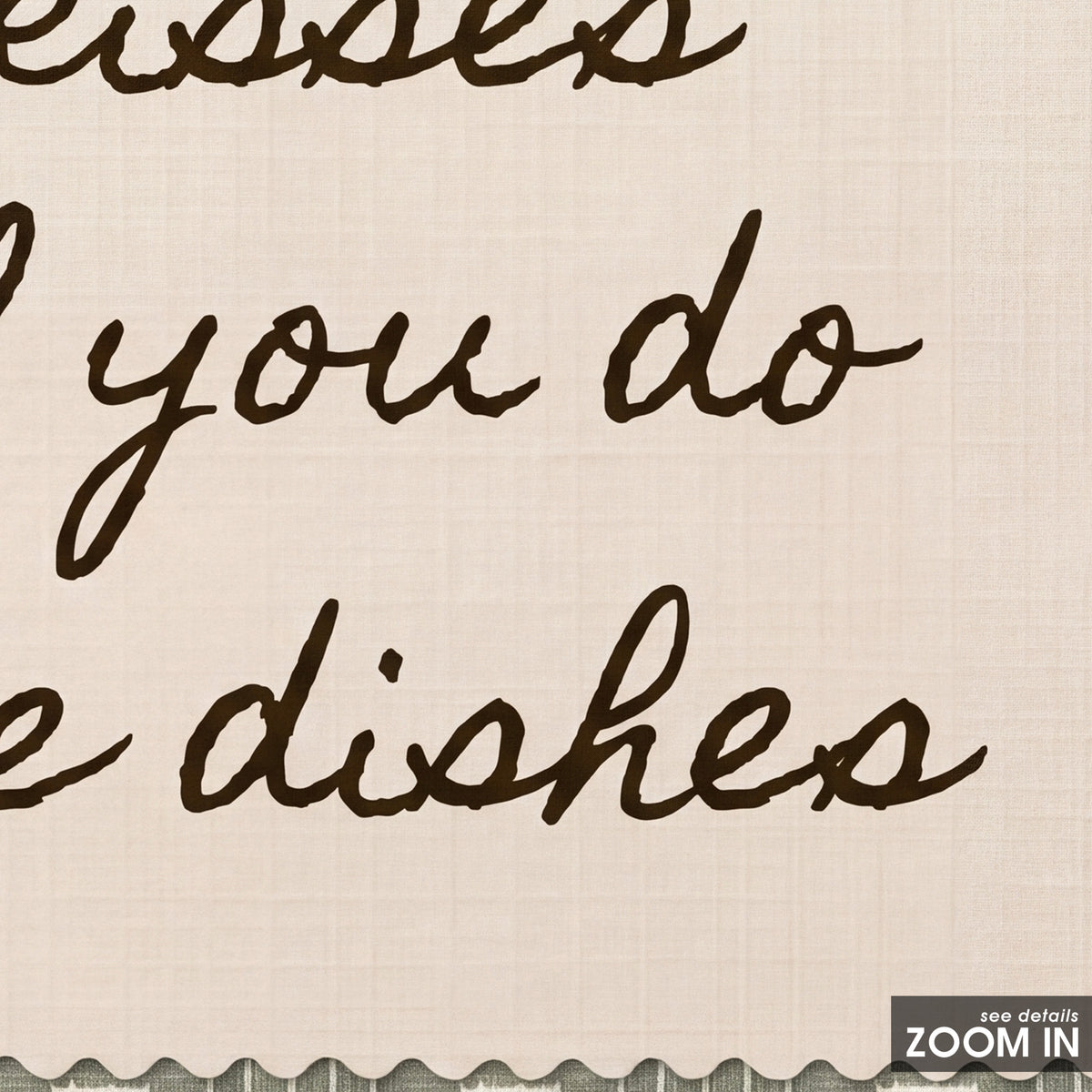 Kisses for Dishes - Sage Dash-Stripe Print - artwork detail close-up