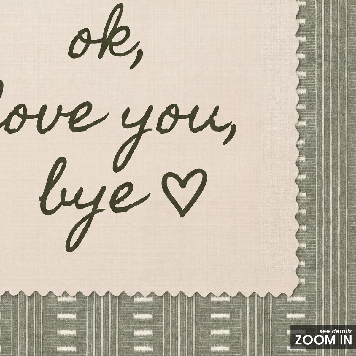 OK Love You Bye square art print — artwork detail