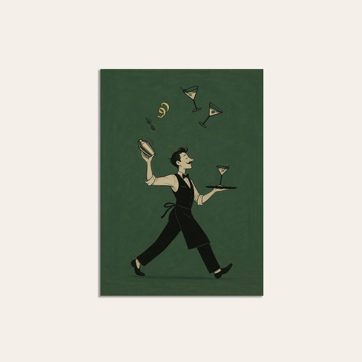 Service with a Spin - Cocktail Waiter Print - unframed print