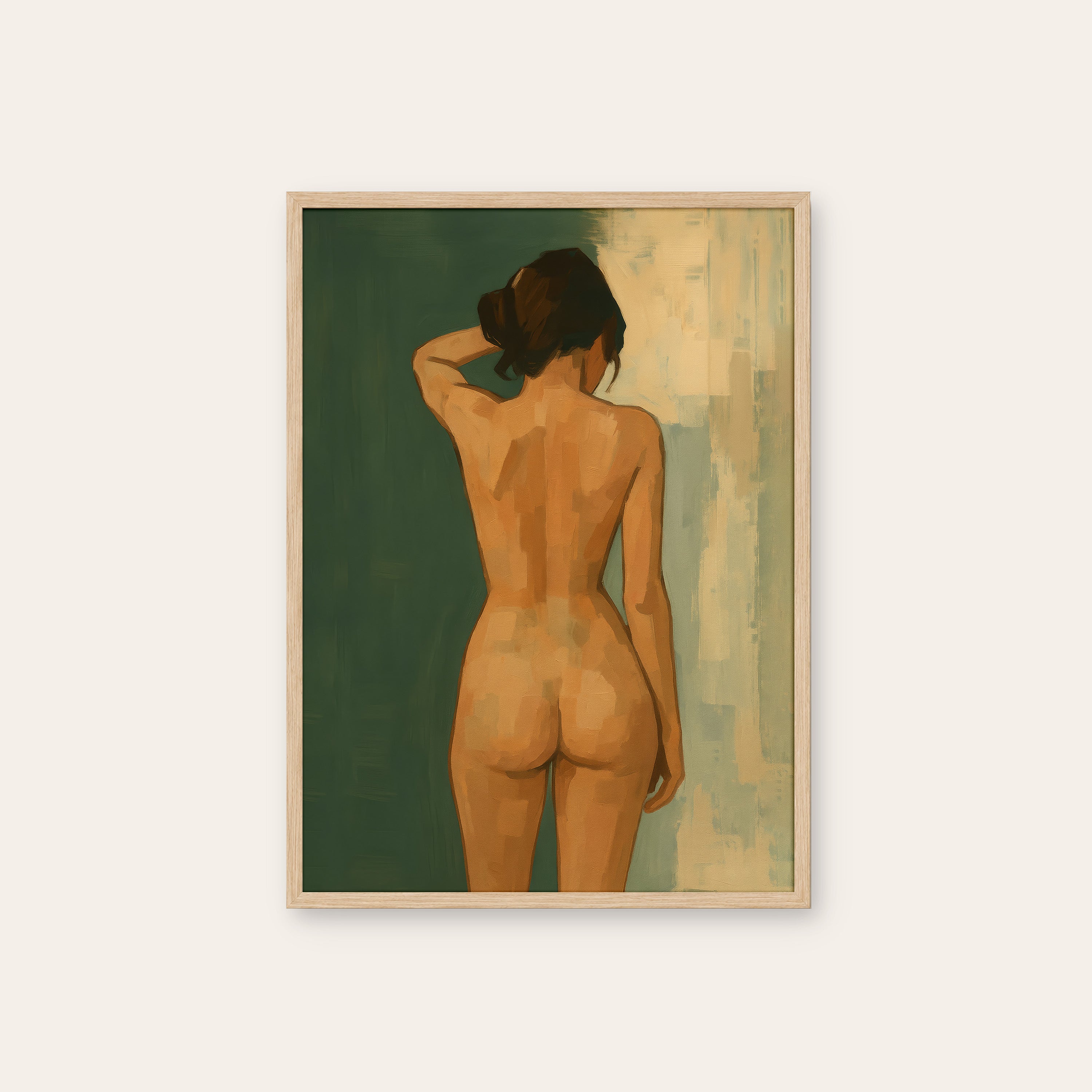 Morning Light — Figure Study Print – natural wood frame
