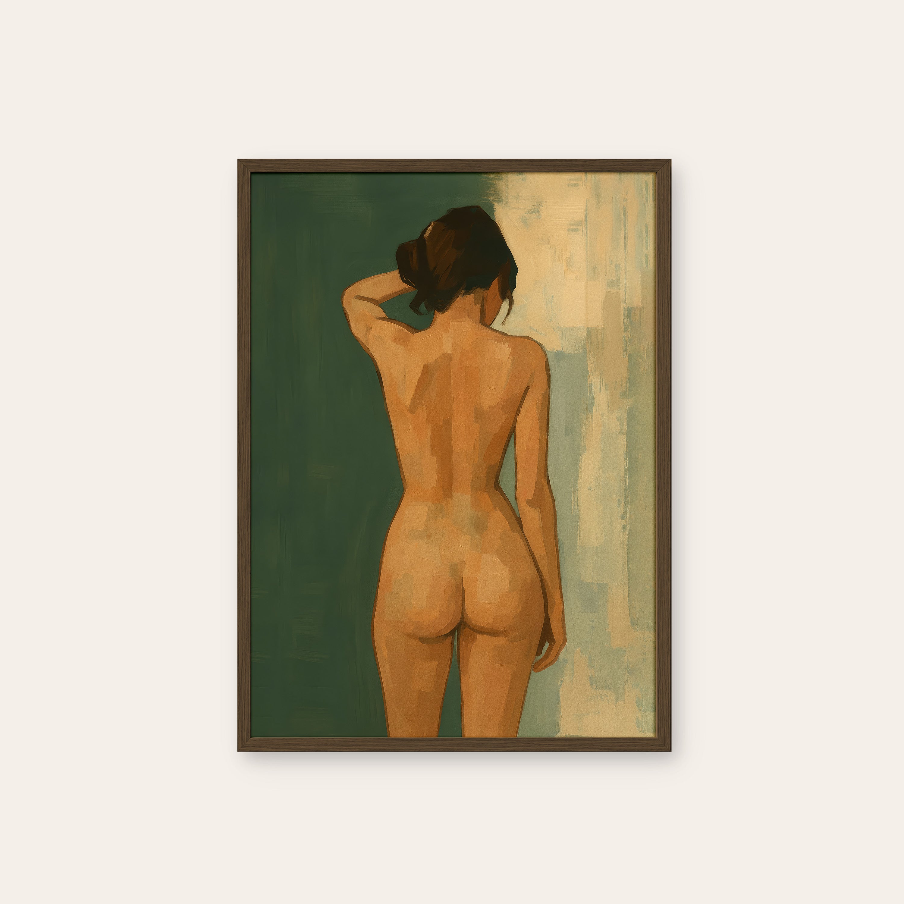 Morning Light — Figure Study Print – dark wood frame
