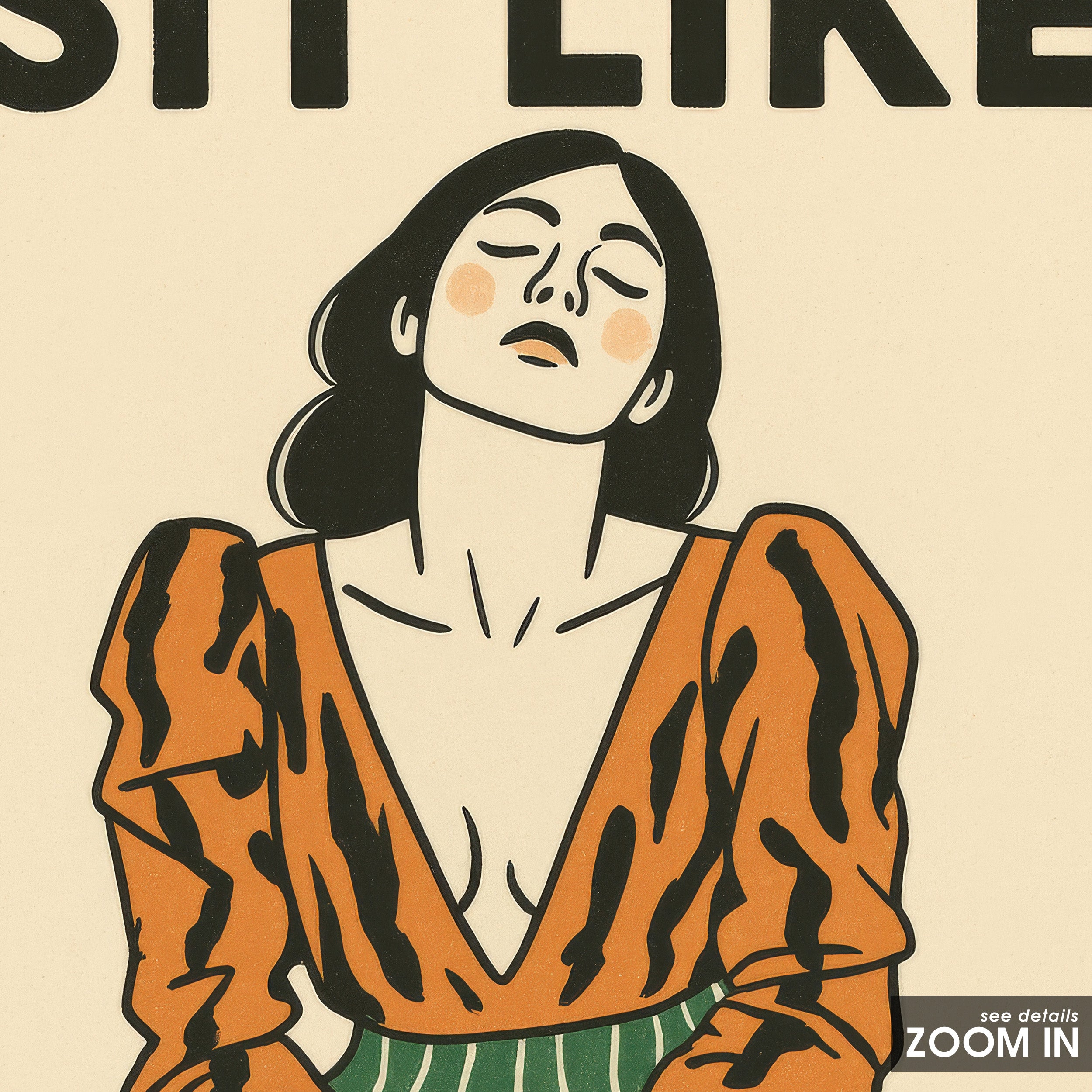 Sit Like a Lady — Orange Blouse Print – in room setting