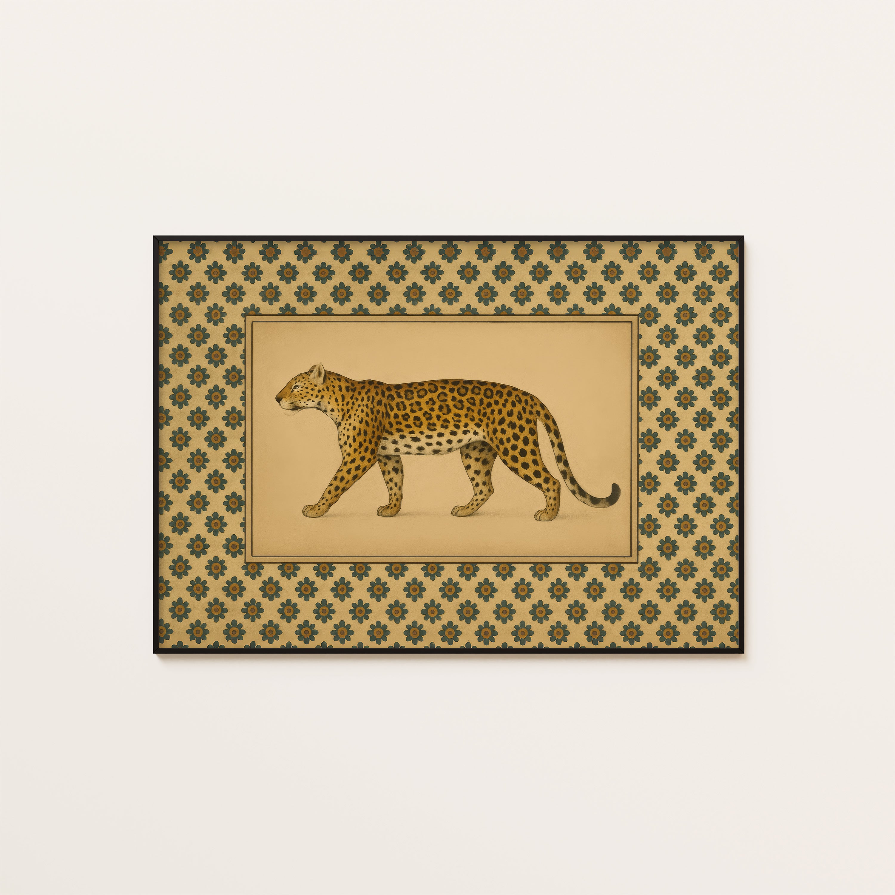 Prowling Leopard — Vintage Pattern Print – unframed poster