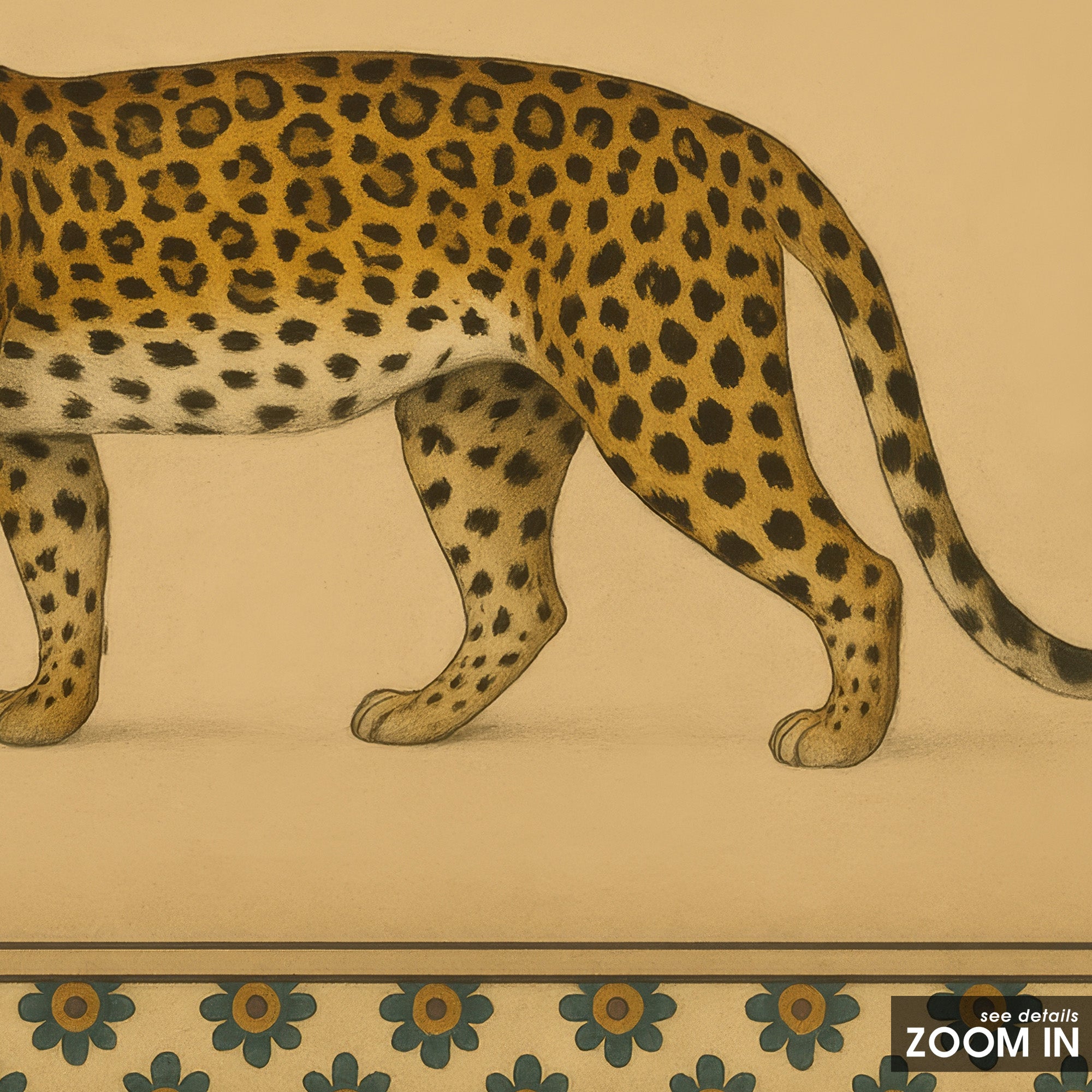 Prowling Leopard — Vintage Pattern Print – in room setting