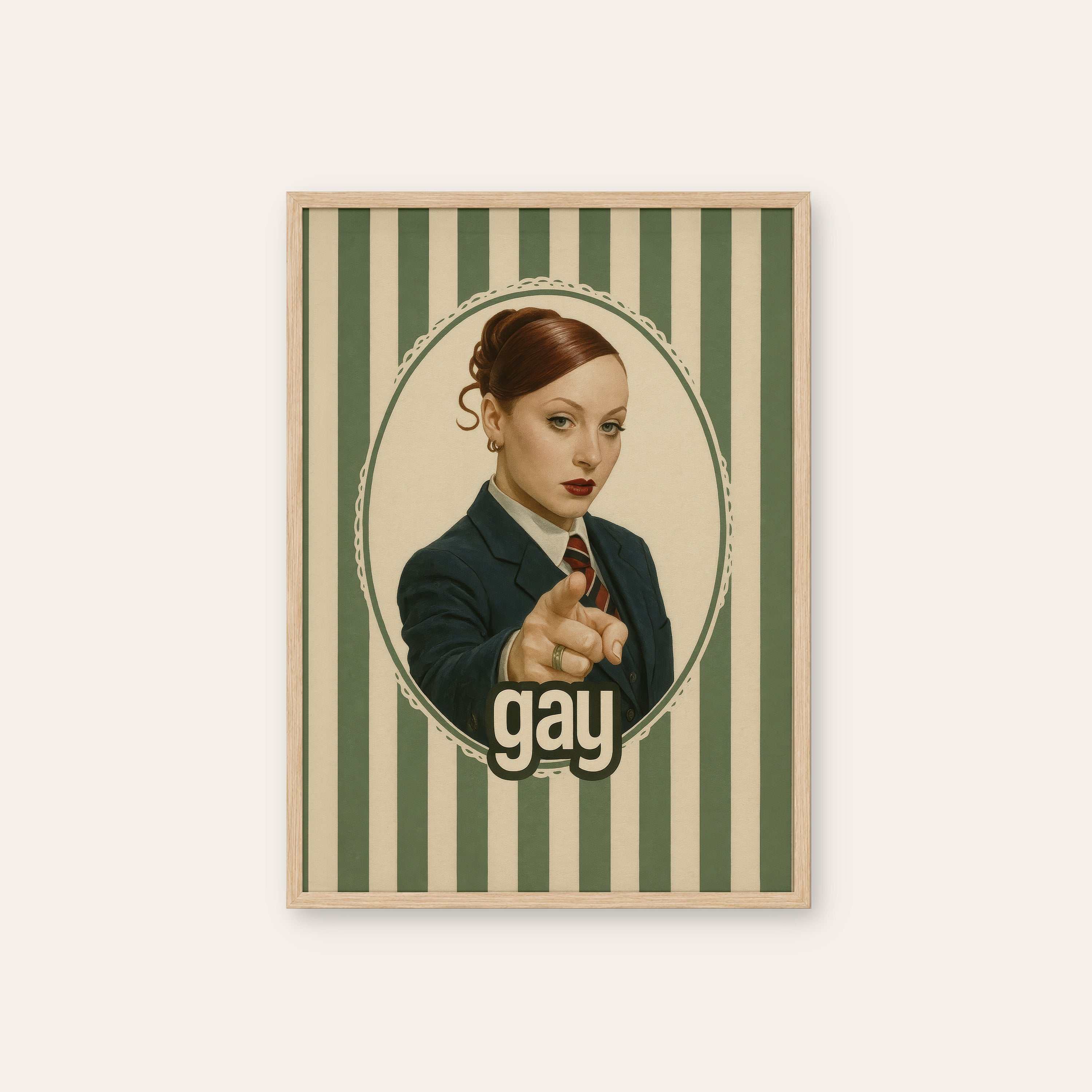 The Announcement — Cameo Badge Print – natural wood frame
