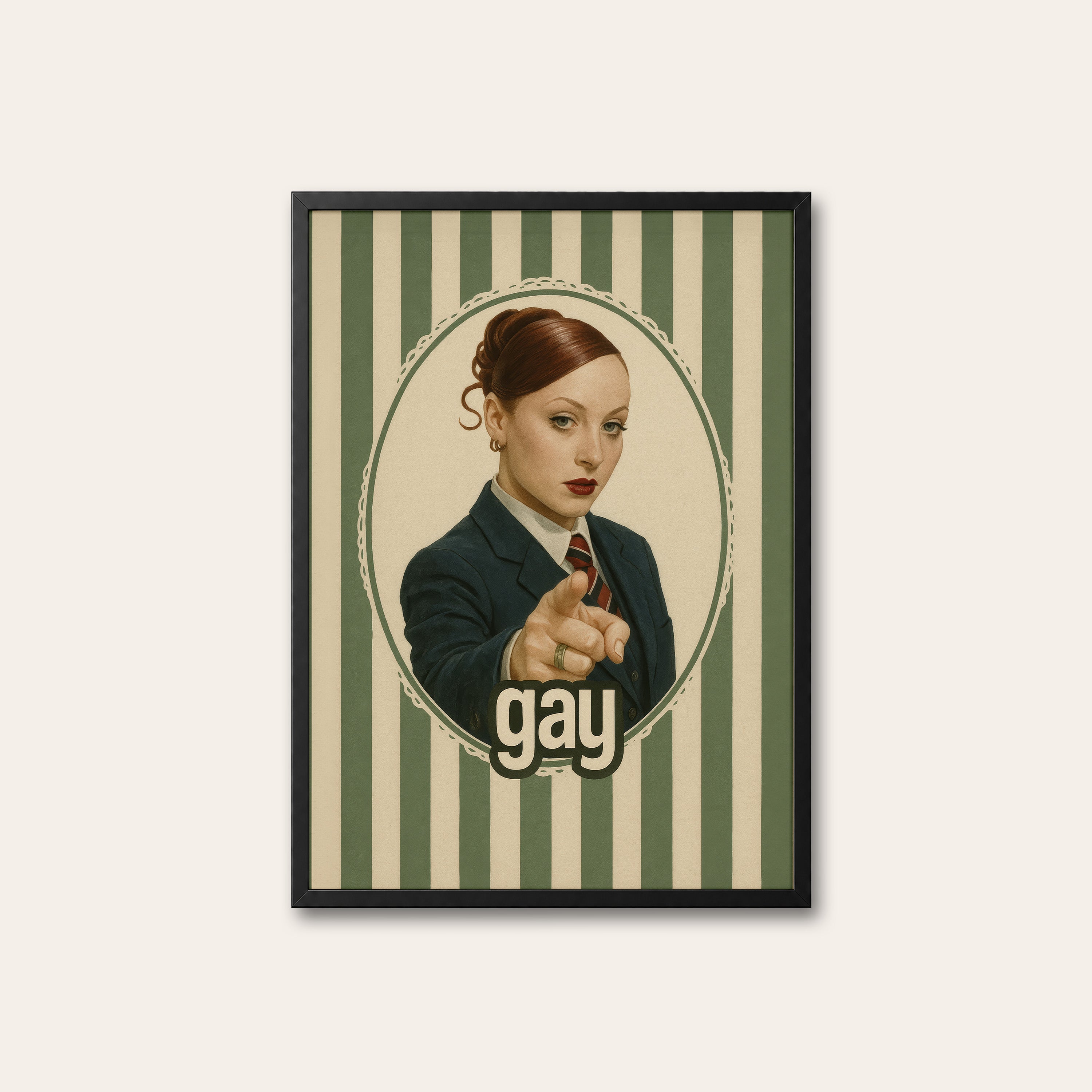 The Announcement — Cameo Badge Print – black frame