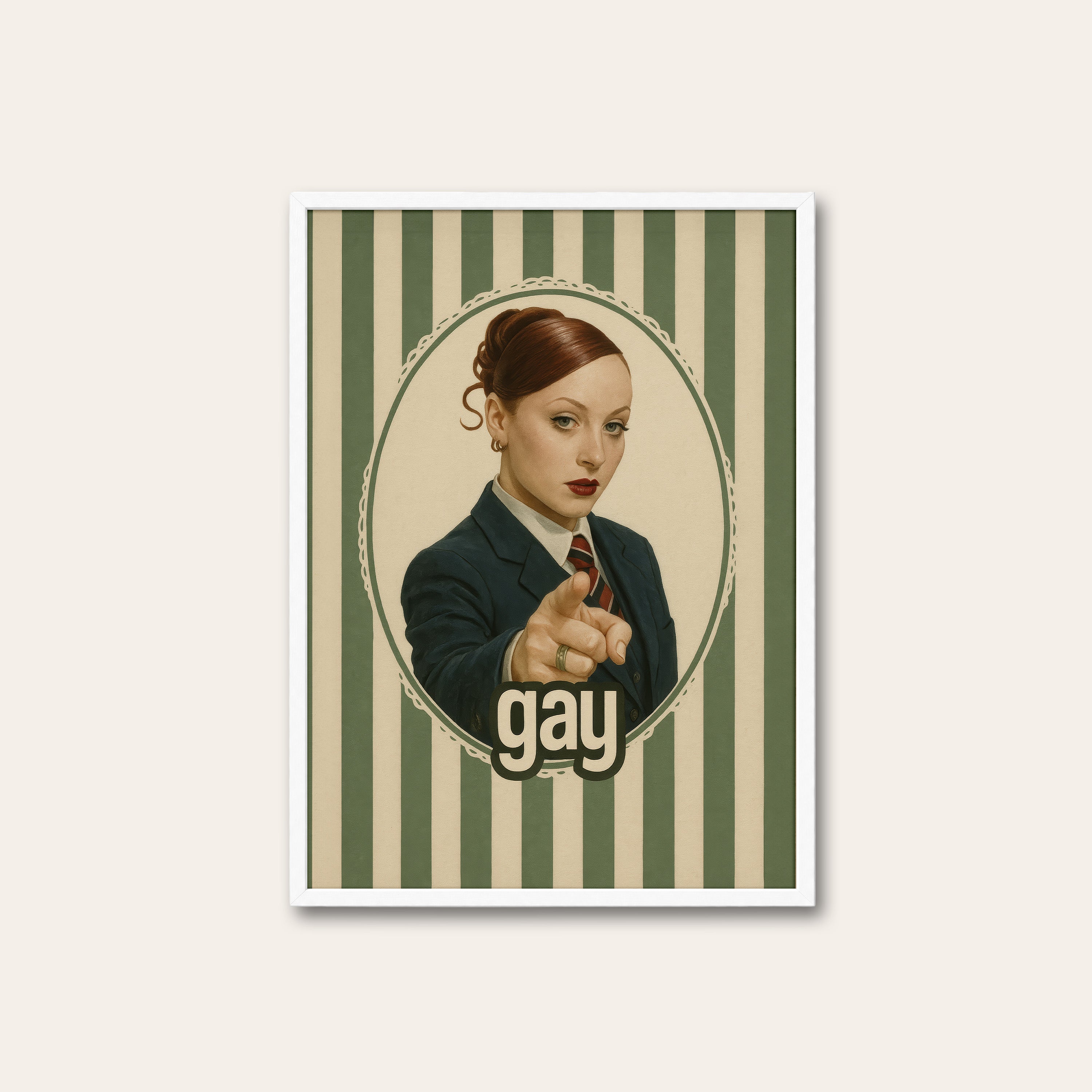 The Announcement — Cameo Badge Print – white frame