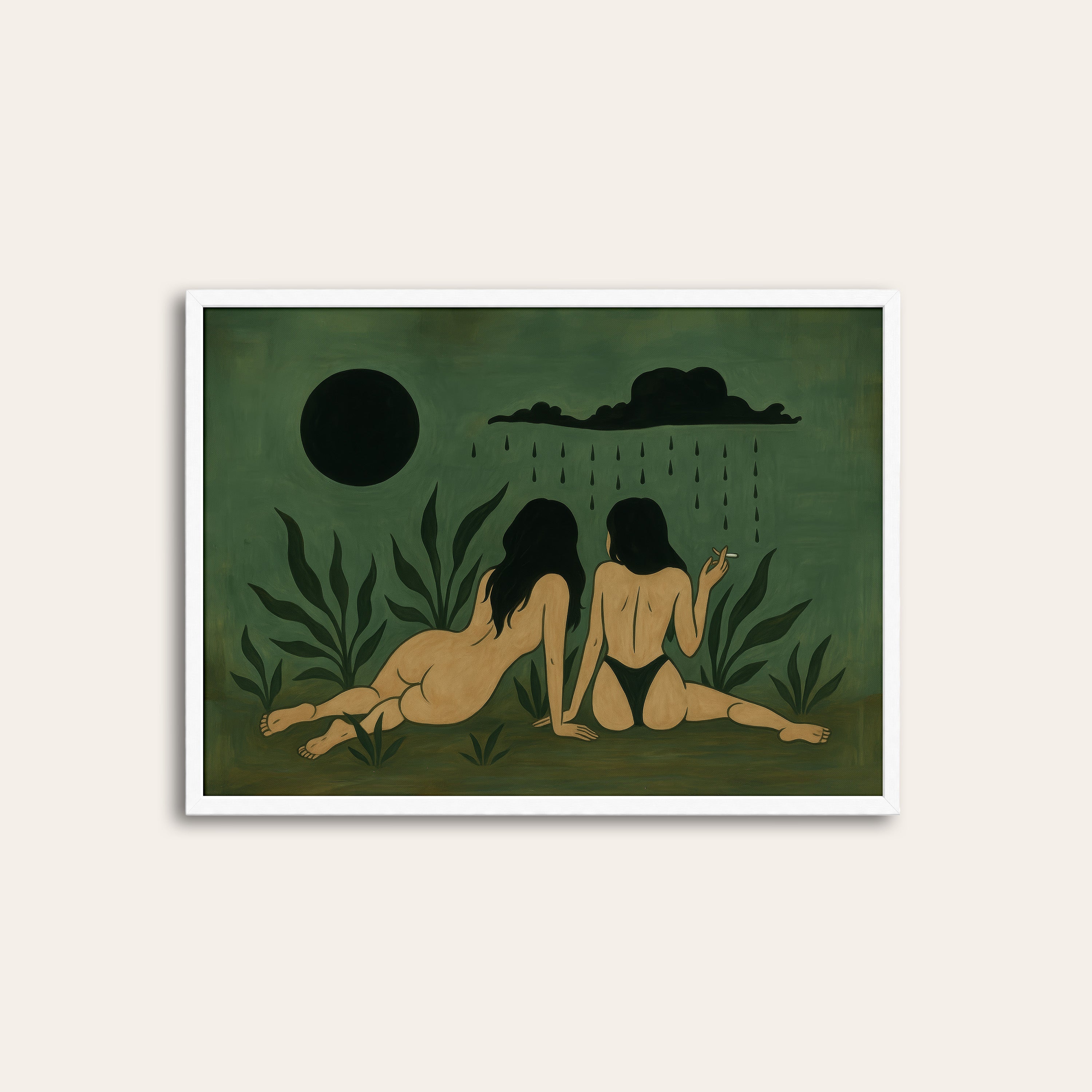After the Rain — Figures & Eclipse Print – white frame