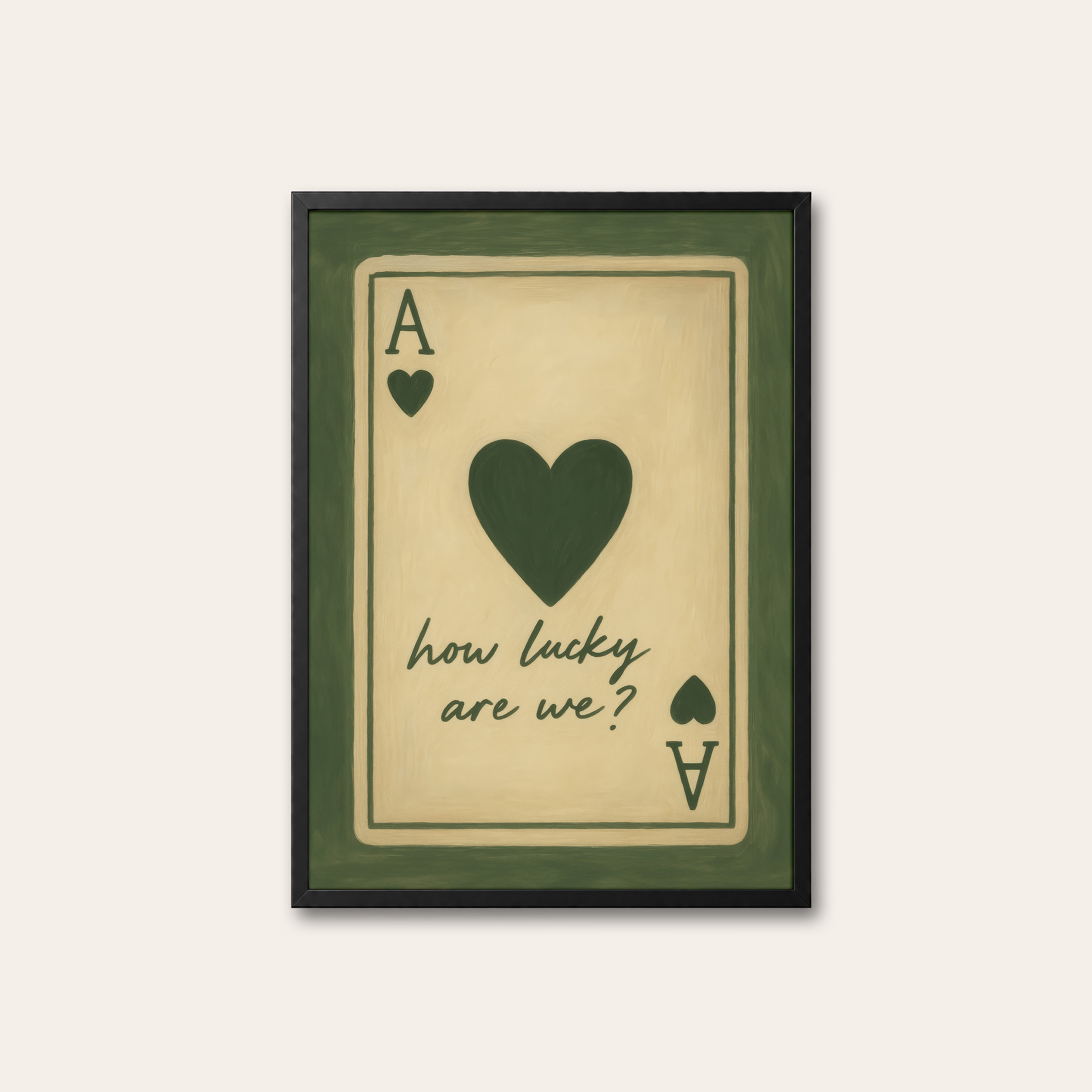 Lucky Ace — Playing Card Art Print – black frame