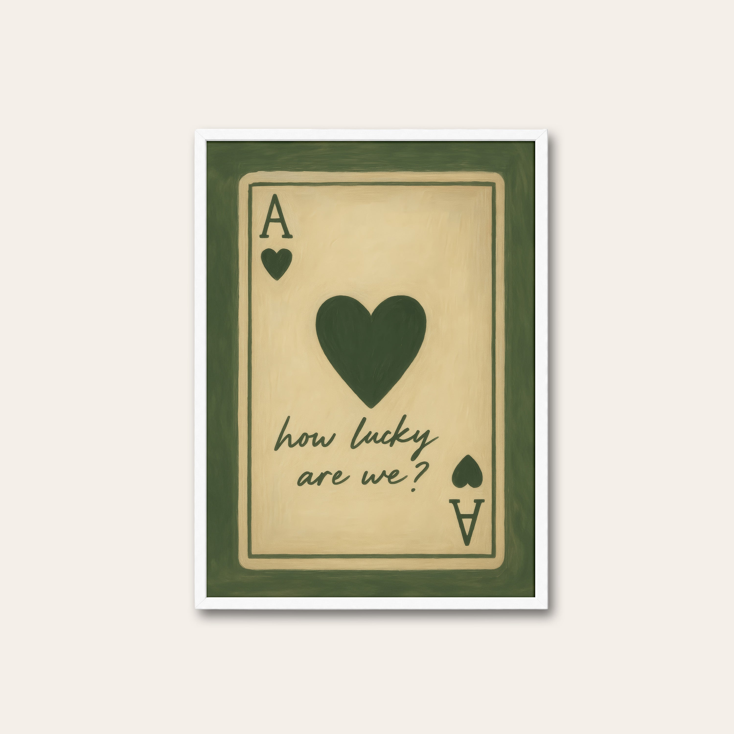 Lucky Ace — Playing Card Art Print – white frame