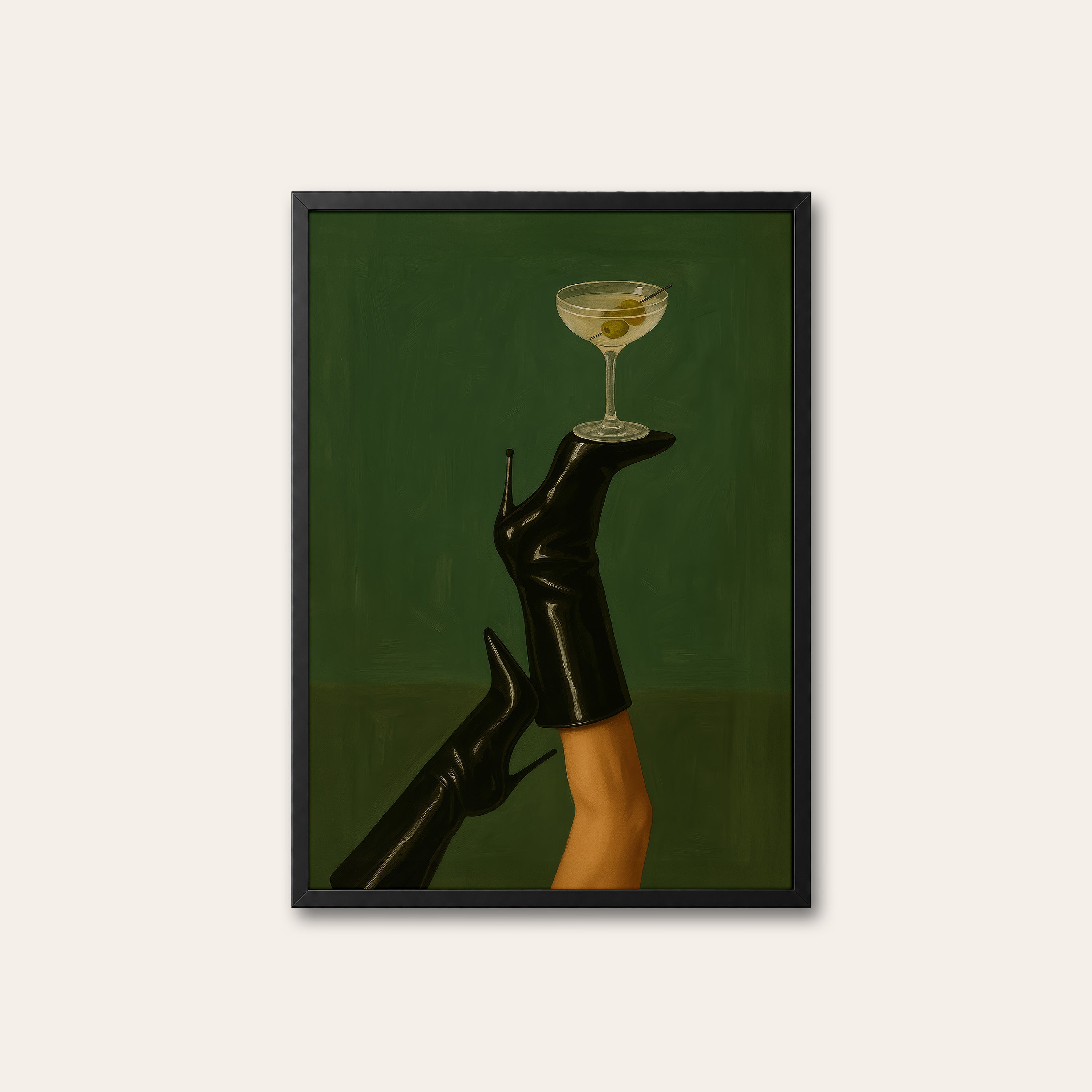 Last Call Legs — Martini Art Print – black frame
