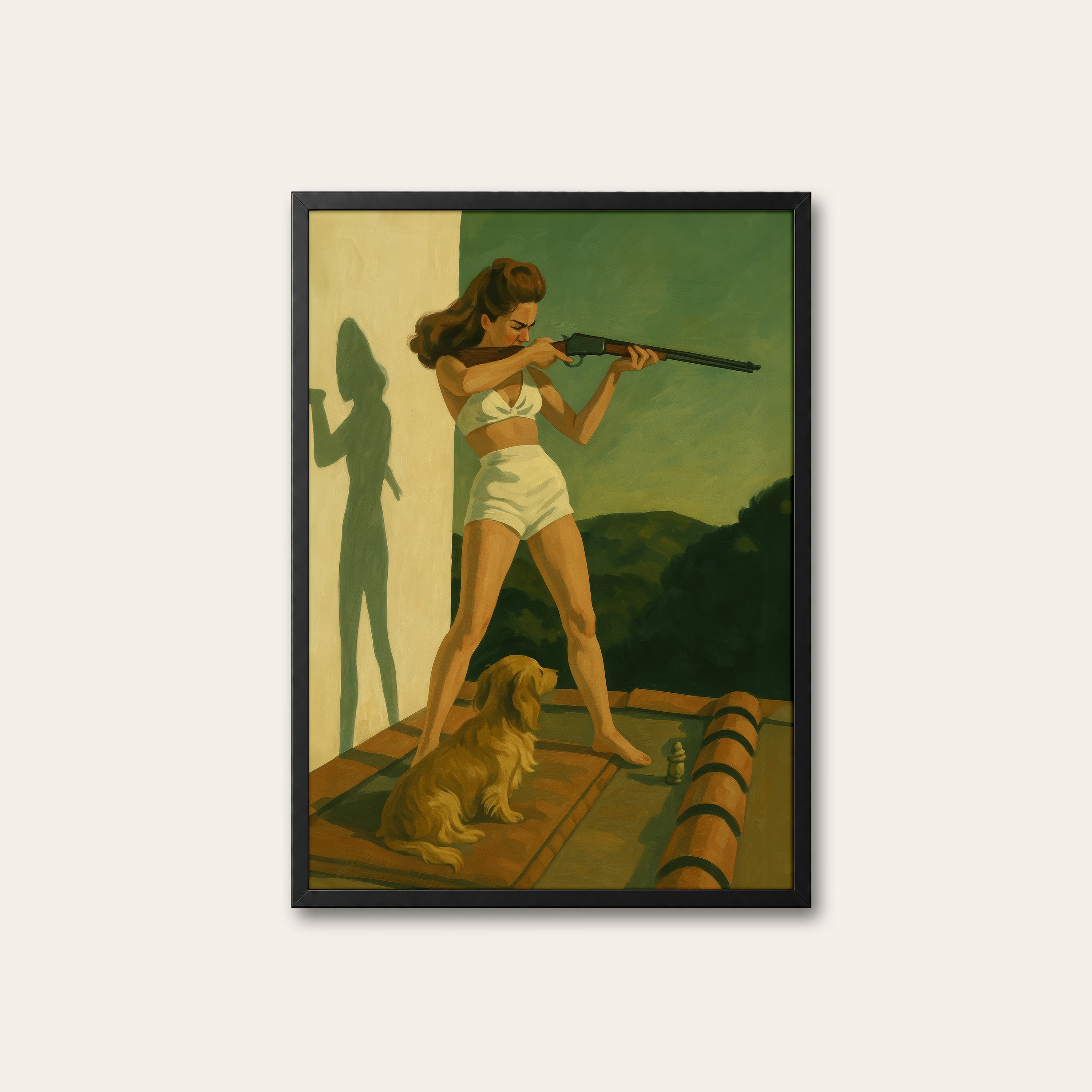 Backyard Sharpshooter — Retro Print – black frame