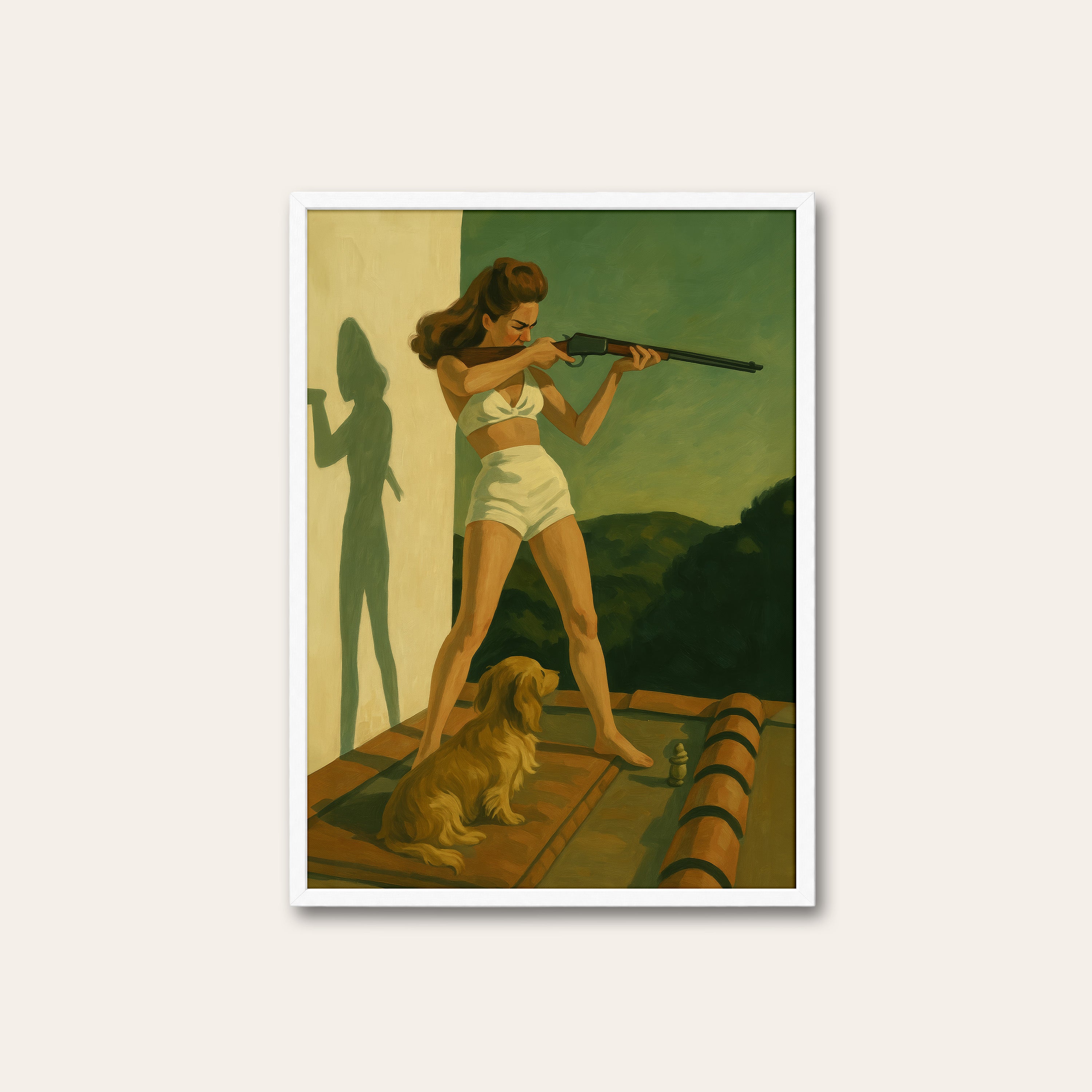 Backyard Sharpshooter — Retro Print – white frame