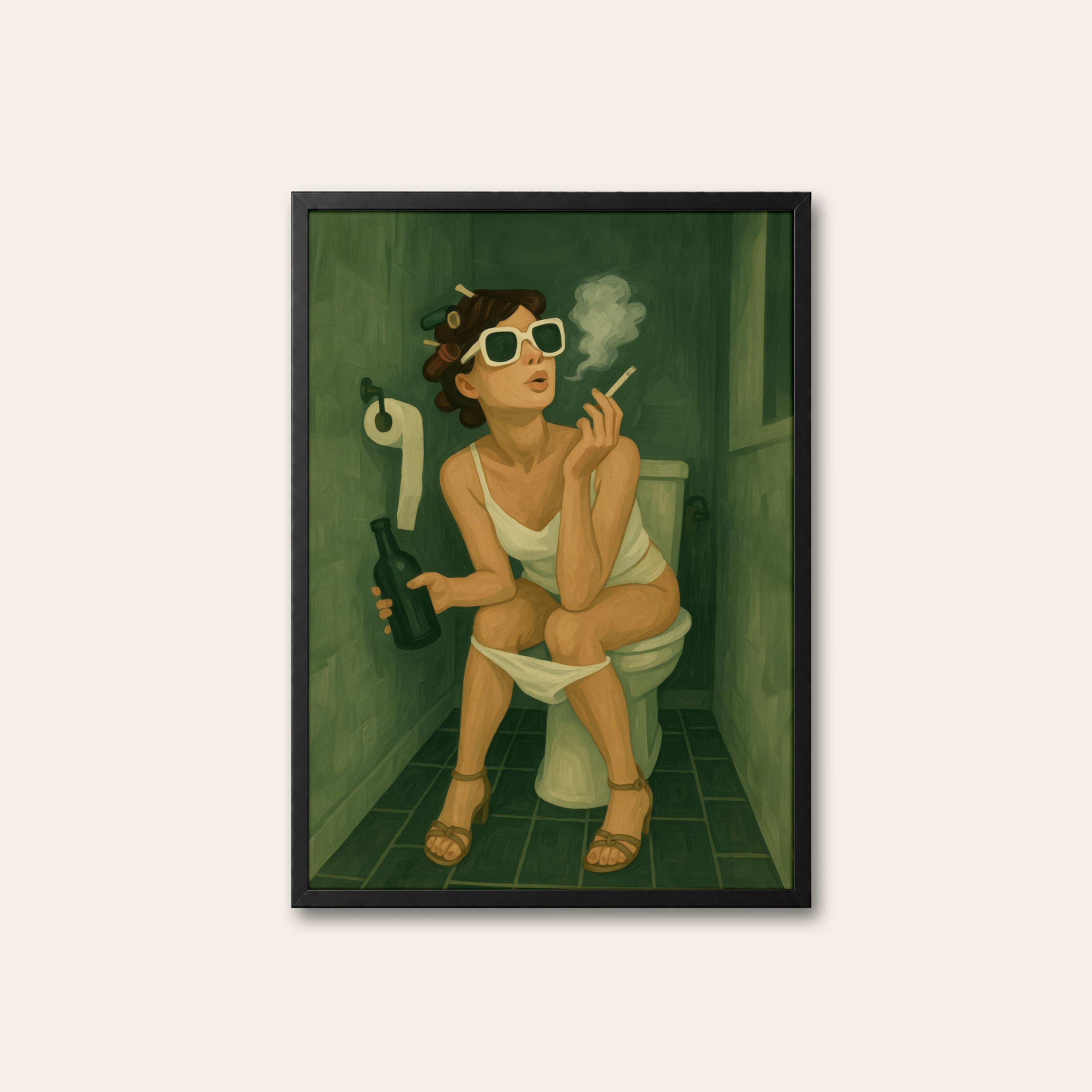Throne Room — Cheeky Bathroom Print – black frame