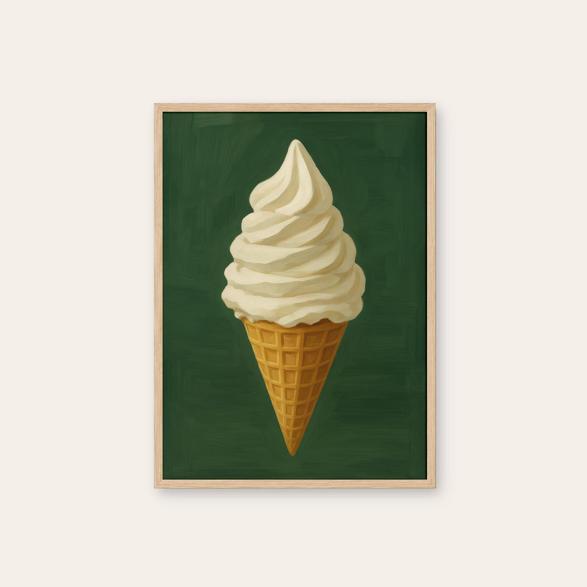 Soft Serve - Vanilla Ice Cream Print - natural wood frame