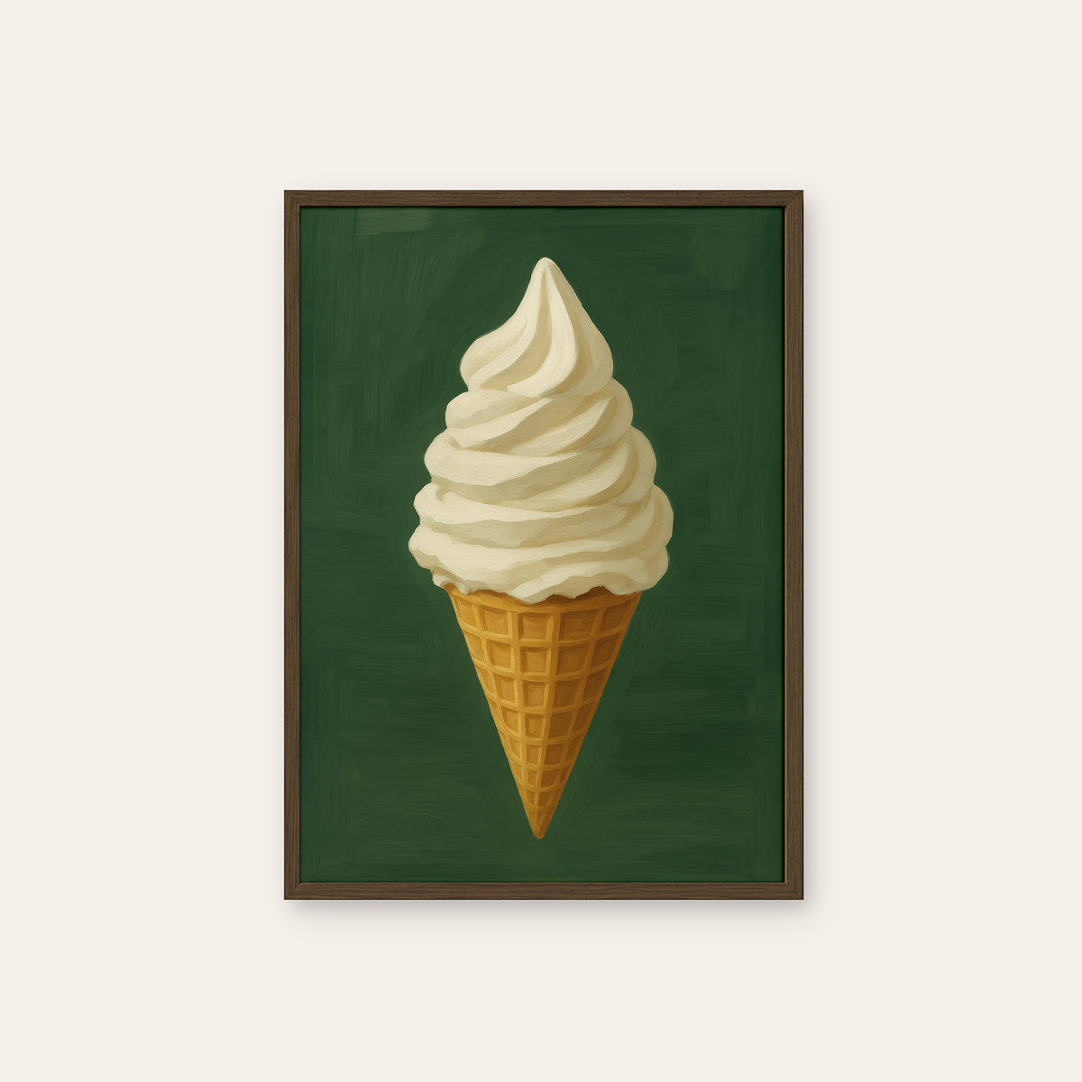Soft Serve - Vanilla Ice Cream Print - dark wood frame