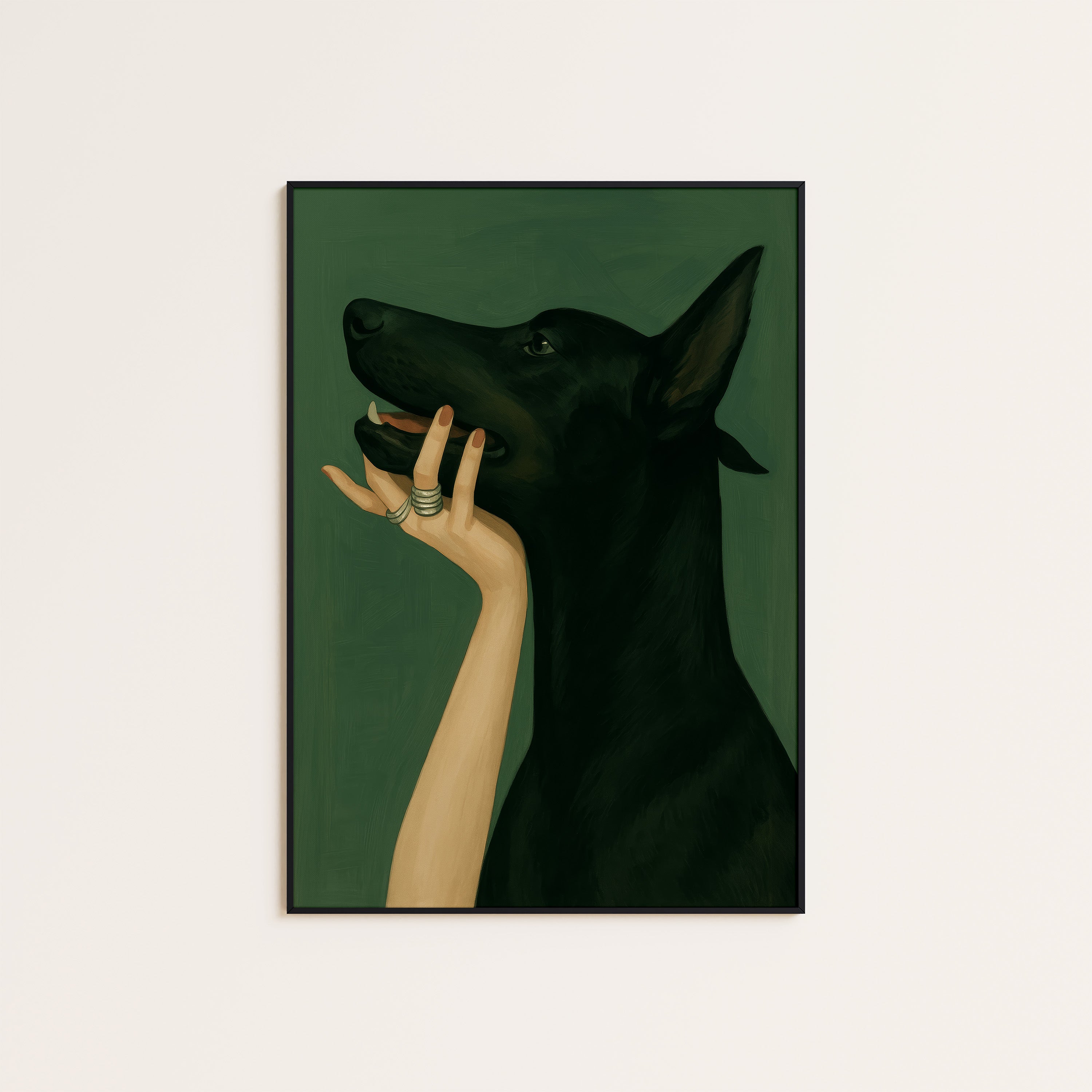 Good Boy — Elegant Hand & Hound Print – unframed poster