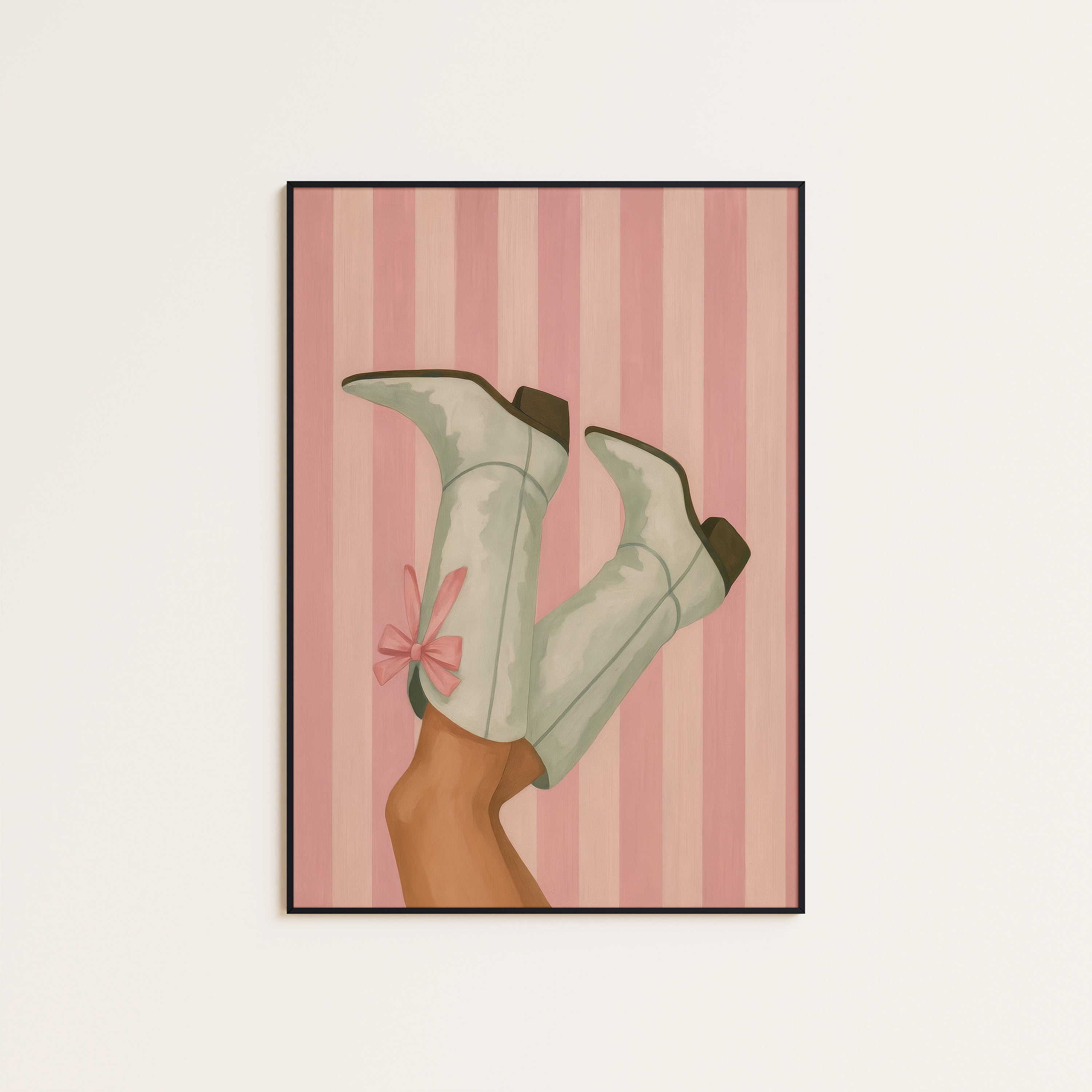 Boots Up — Pink Stripe Print – unframed poster