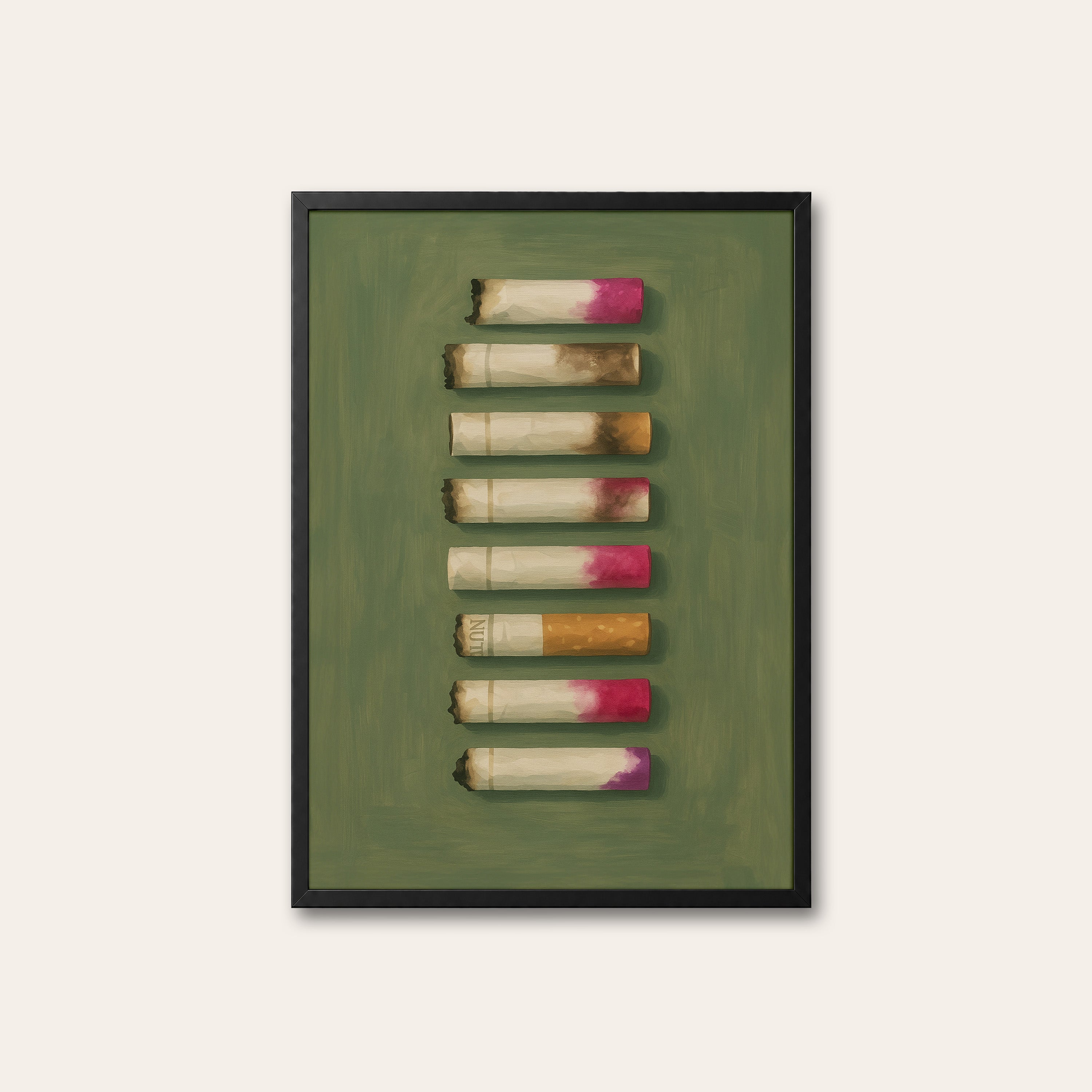 Lipstick Traces — Cigarette Row Print – black frame