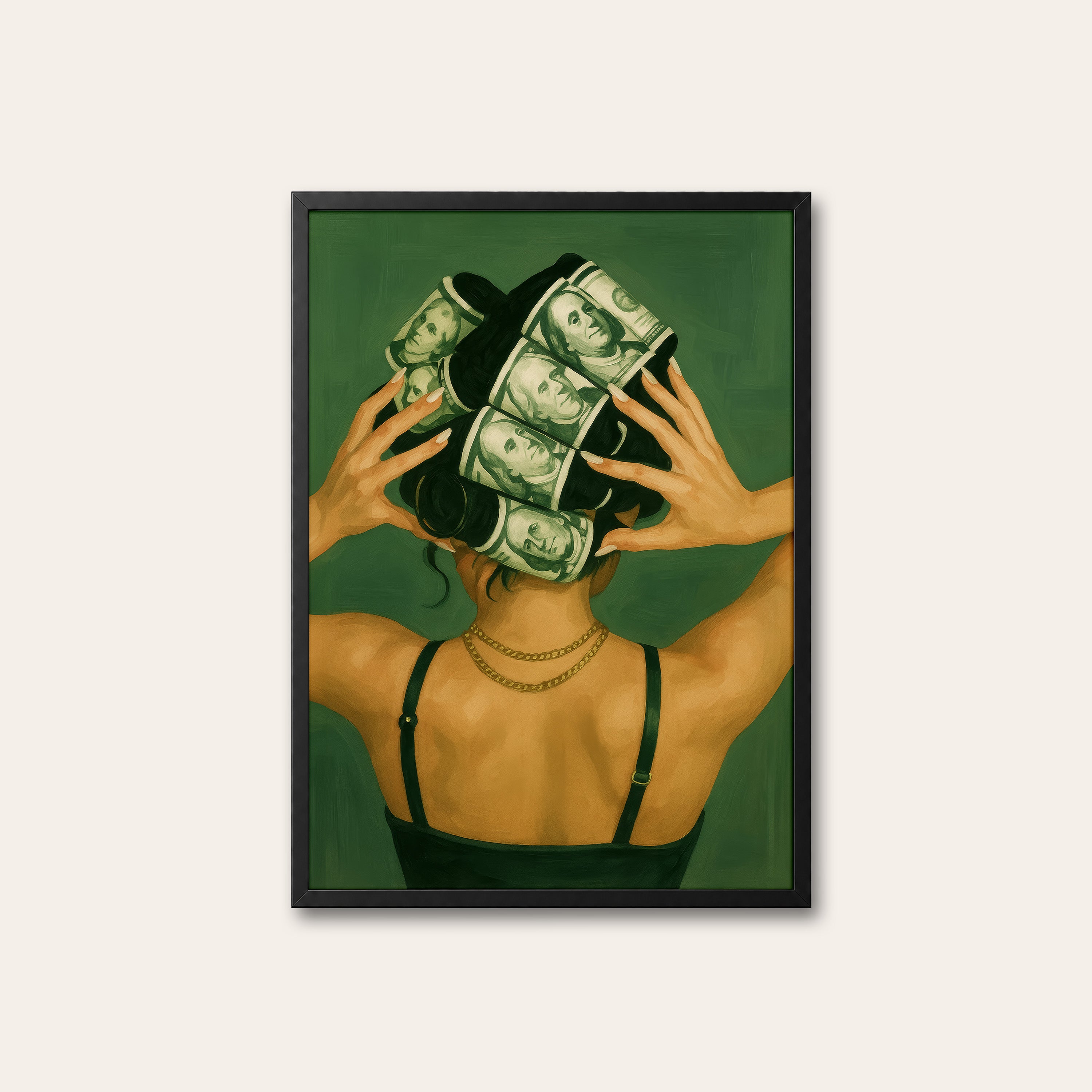 Money Curlers — Glam Art Print – black frame
