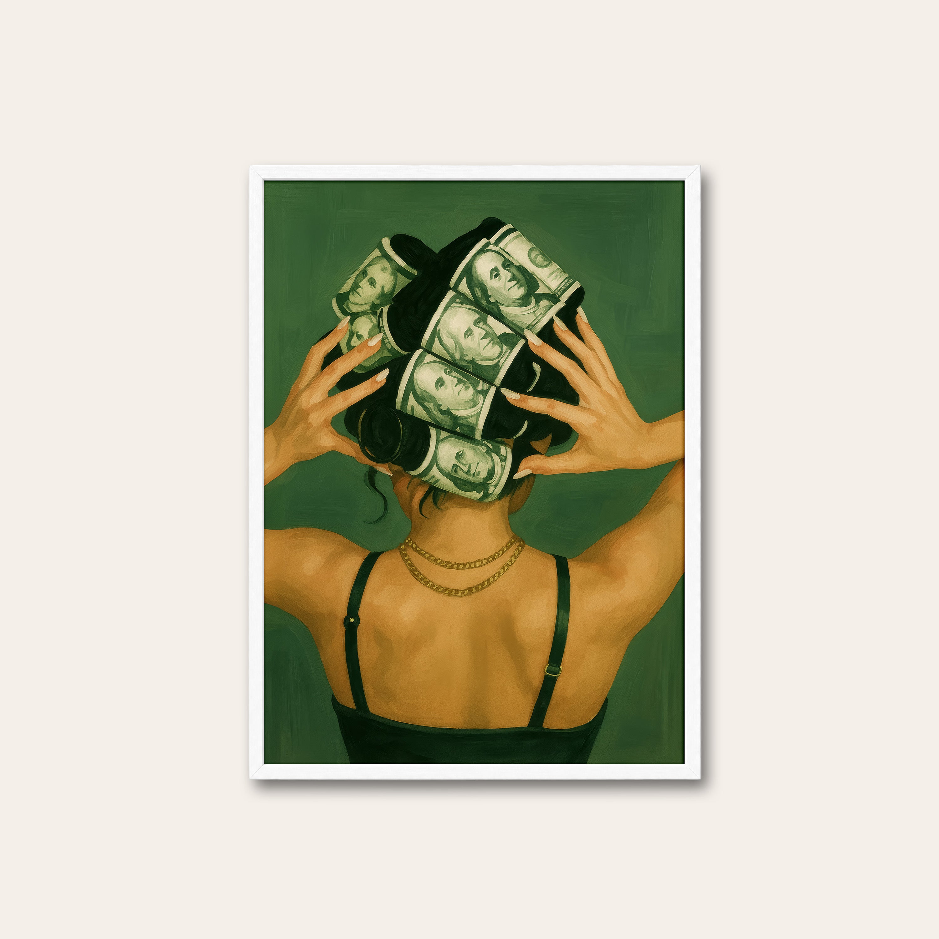 Money Curlers — Glam Art Print – white frame