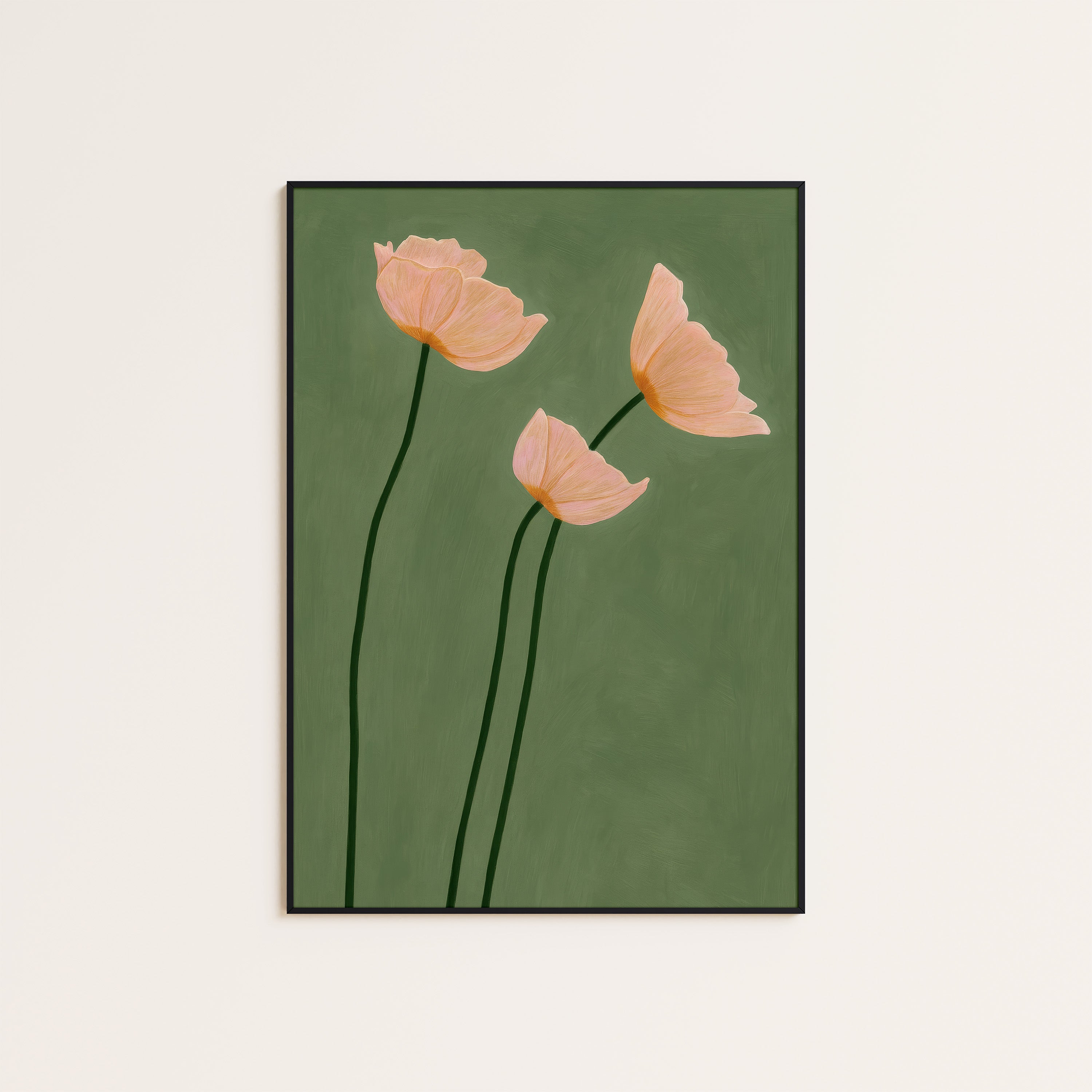 Three Poppies — Sage Botanical Print – unframed poster