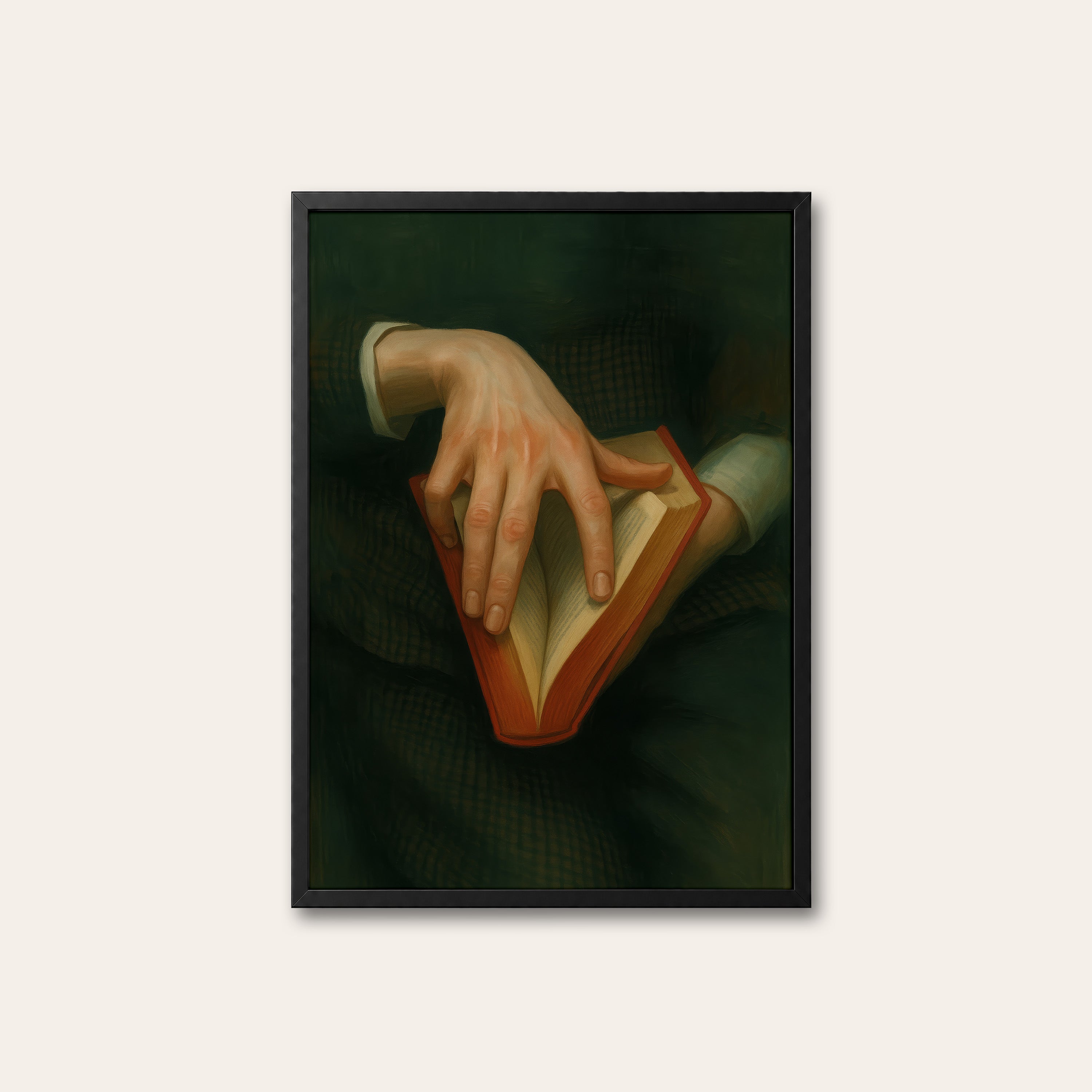 The Page Turner — Book Lover Art Print – black frame