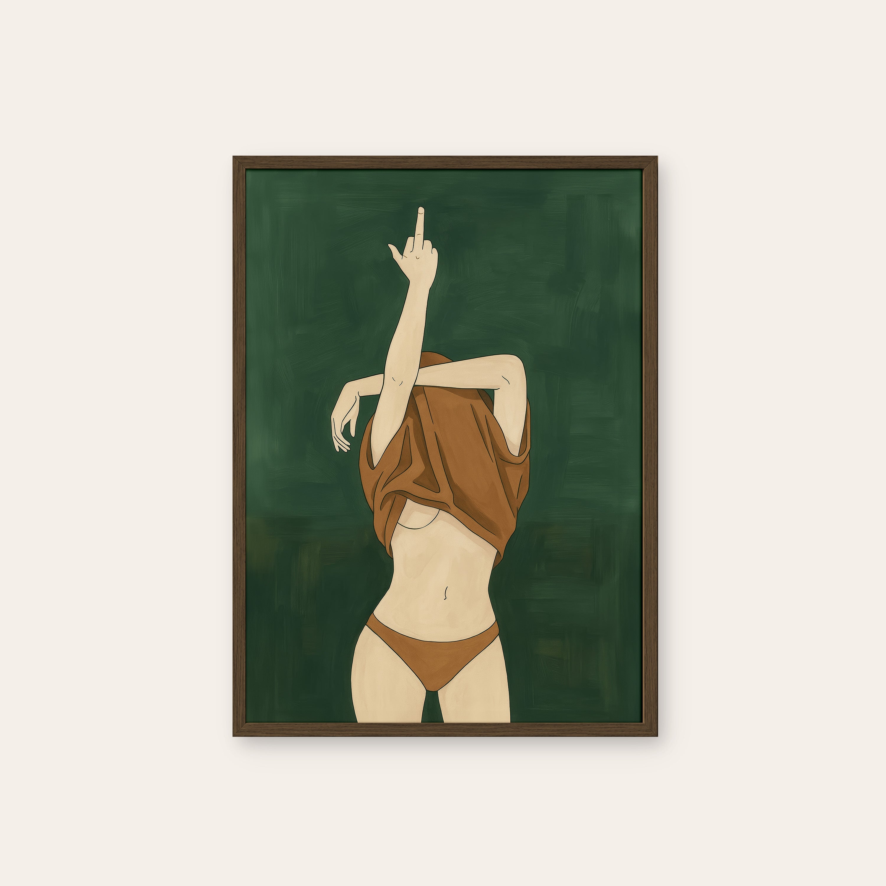 Over It — Undressing Print – dark wood frame