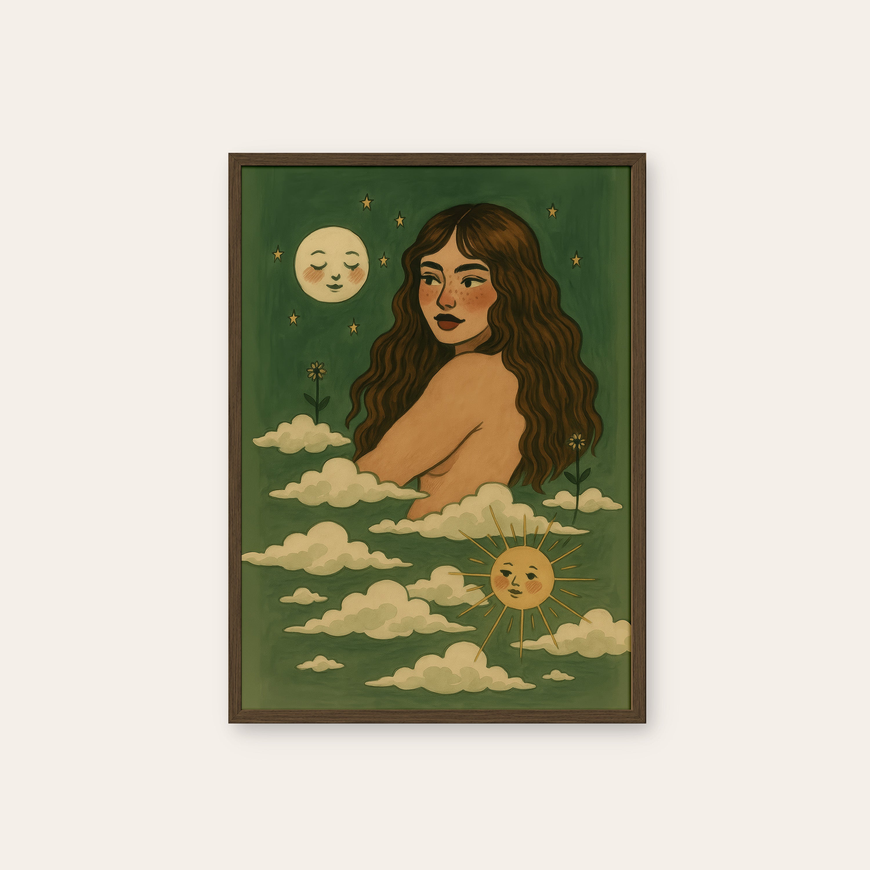 Cloud Bath — Celestial Muse Print – dark wood frame