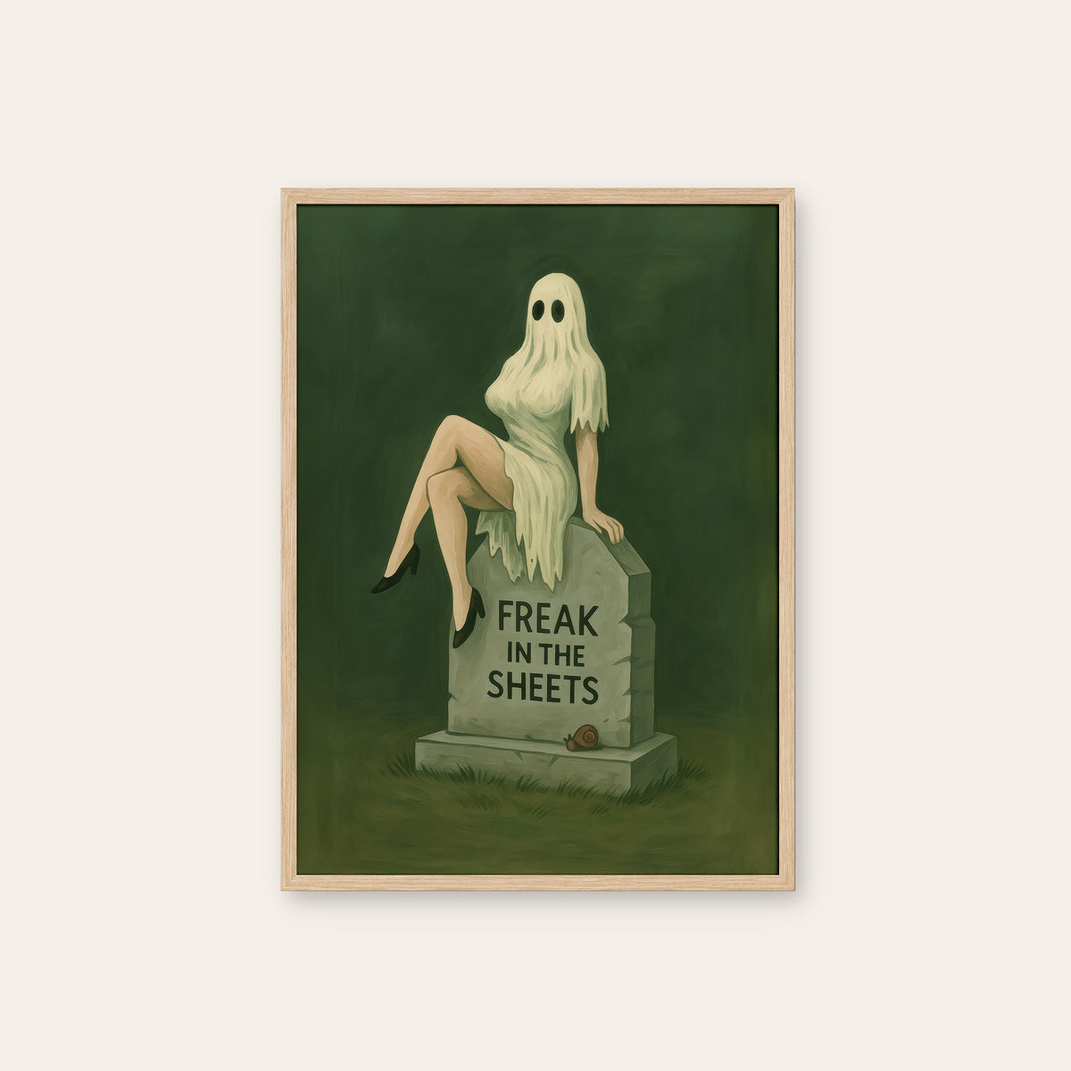 Freak in the Sheets - Ghost Print - natural wood frame