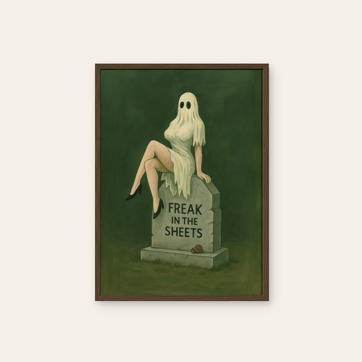 Freak in the Sheets - Ghost Print - dark wood frame