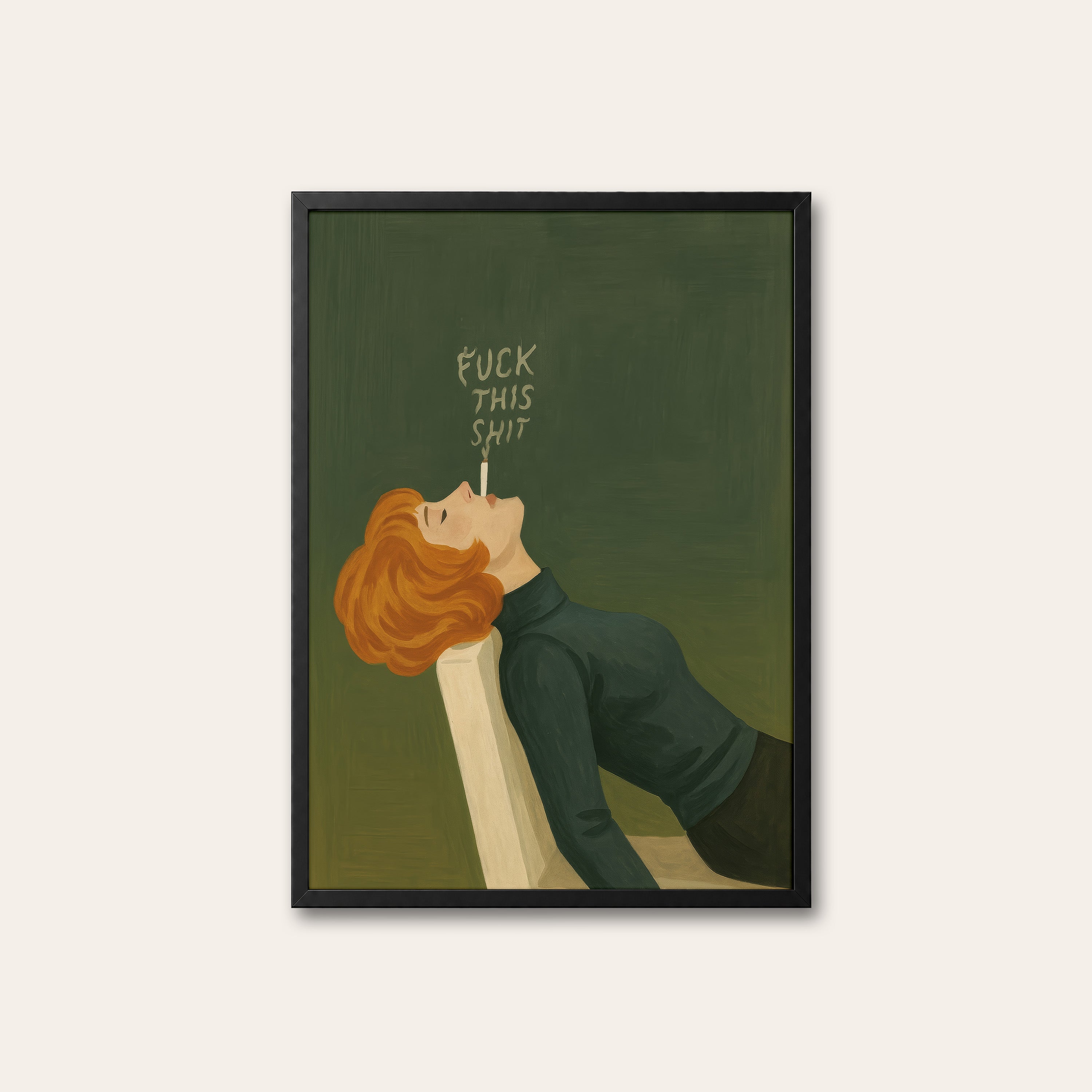 The Long Sigh — Dramatic Recline Print – black frame