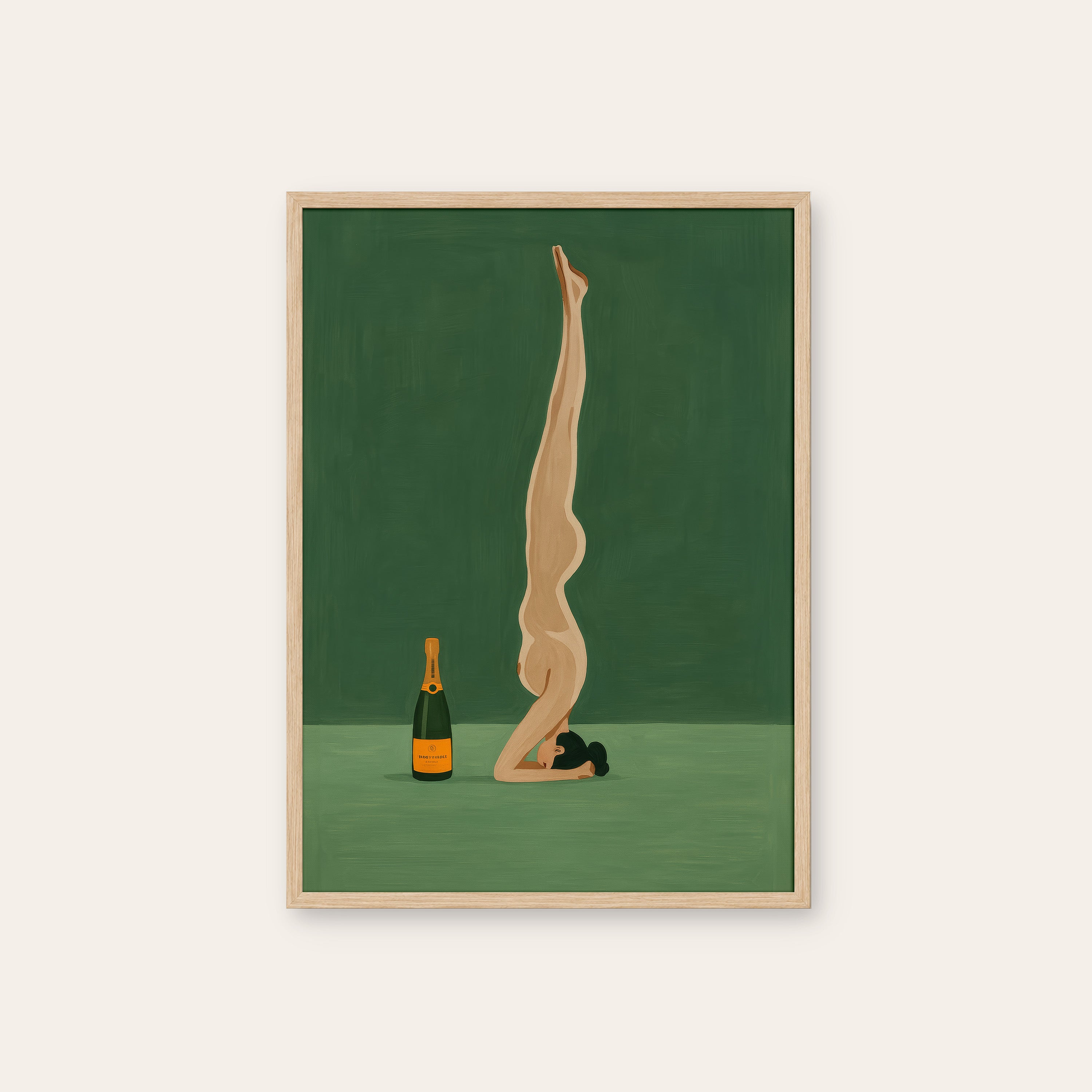 Balance & Bubbles — Figurative Art Print – natural wood frame