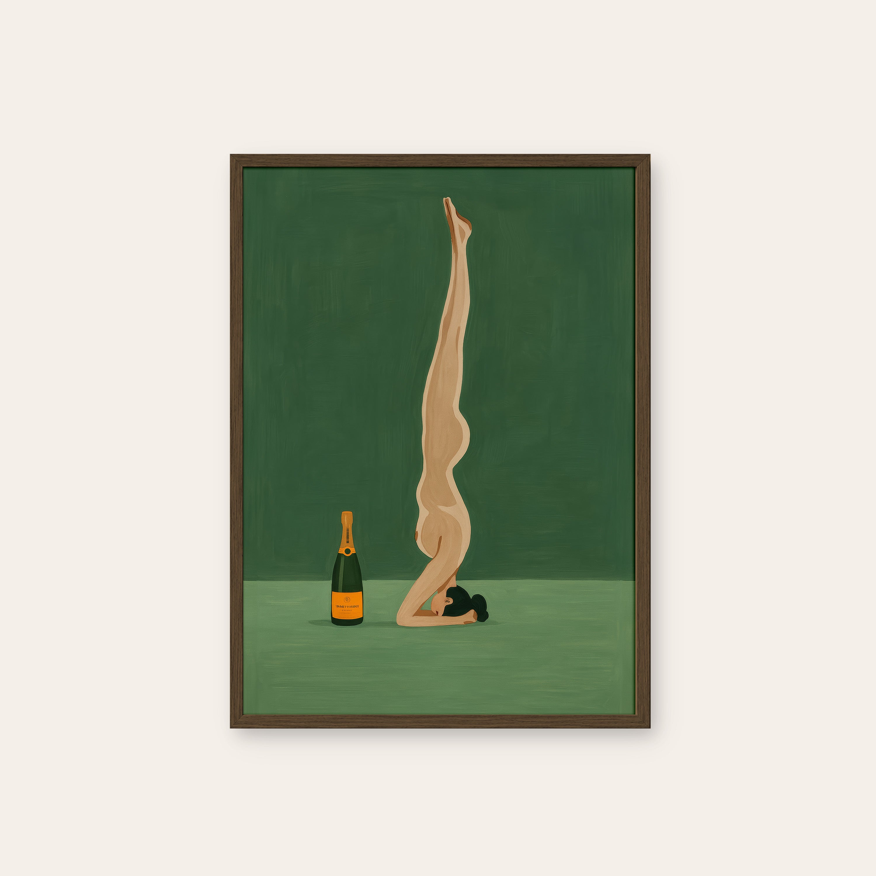 Balance & Bubbles — Figurative Art Print – dark wood frame