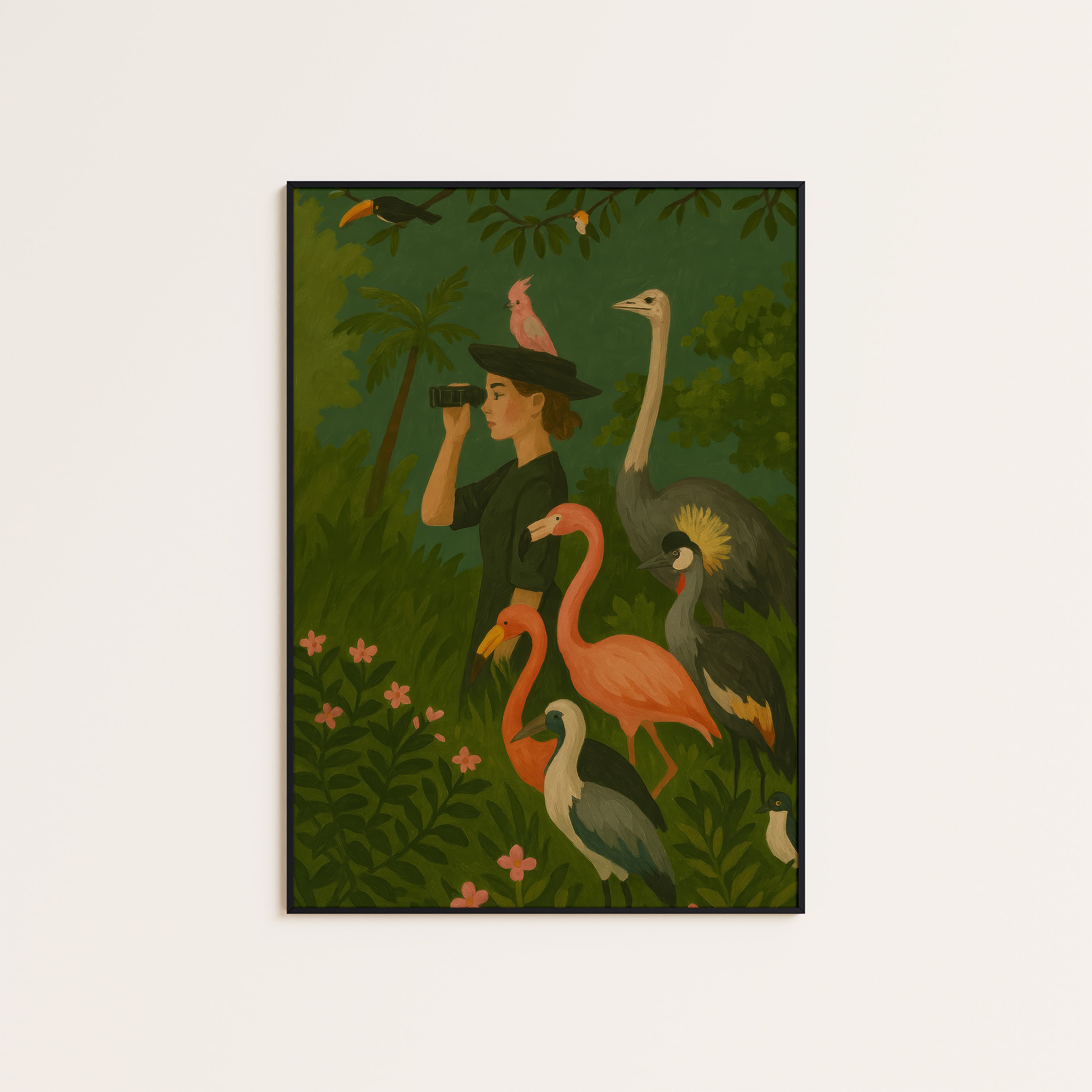 The Birdwatcher — Jungle Print – unframed poster