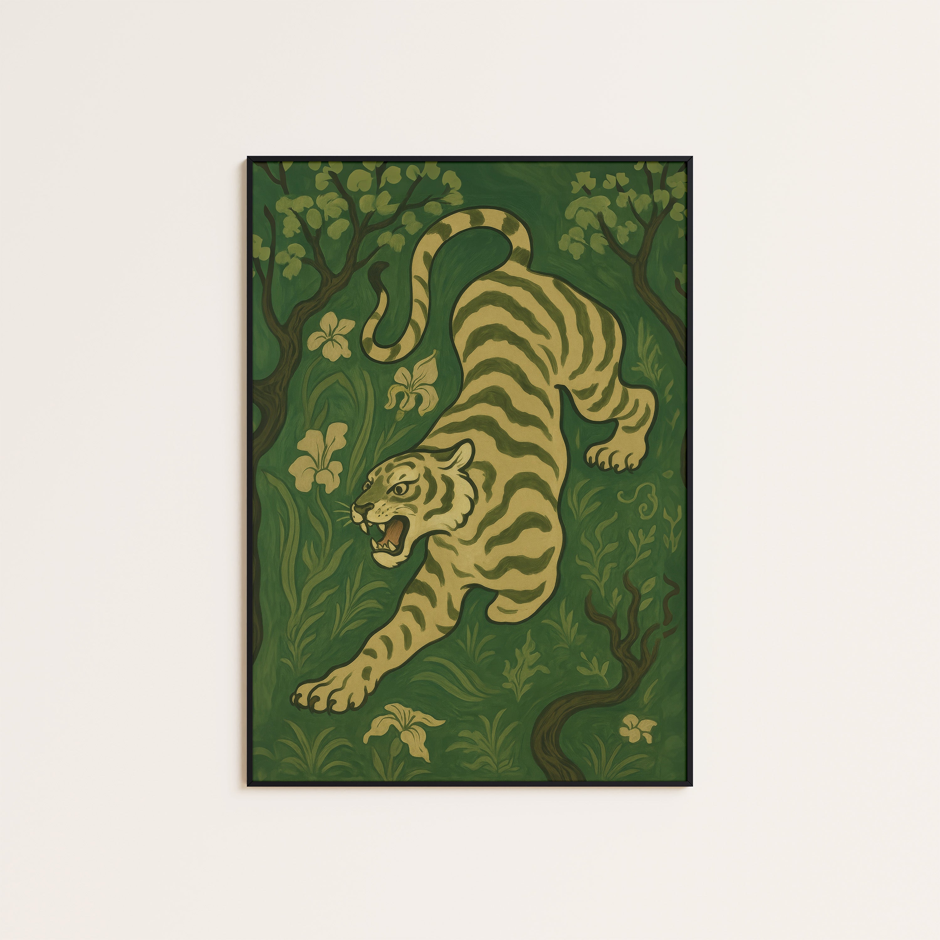 Jungle Prowl — Ornament Tiger Print – unframed poster