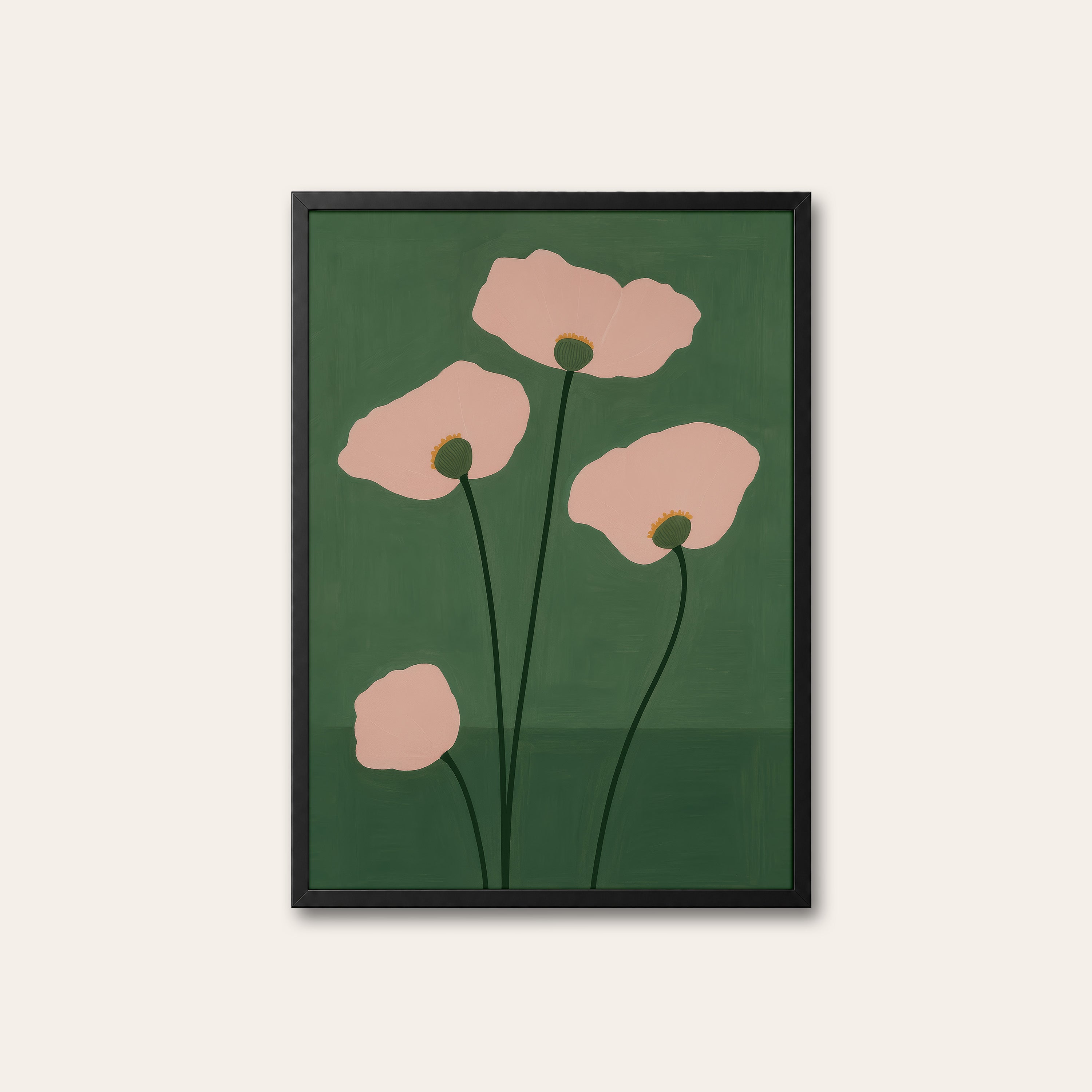 Two Poppies — Evening Bloom Print – black frame