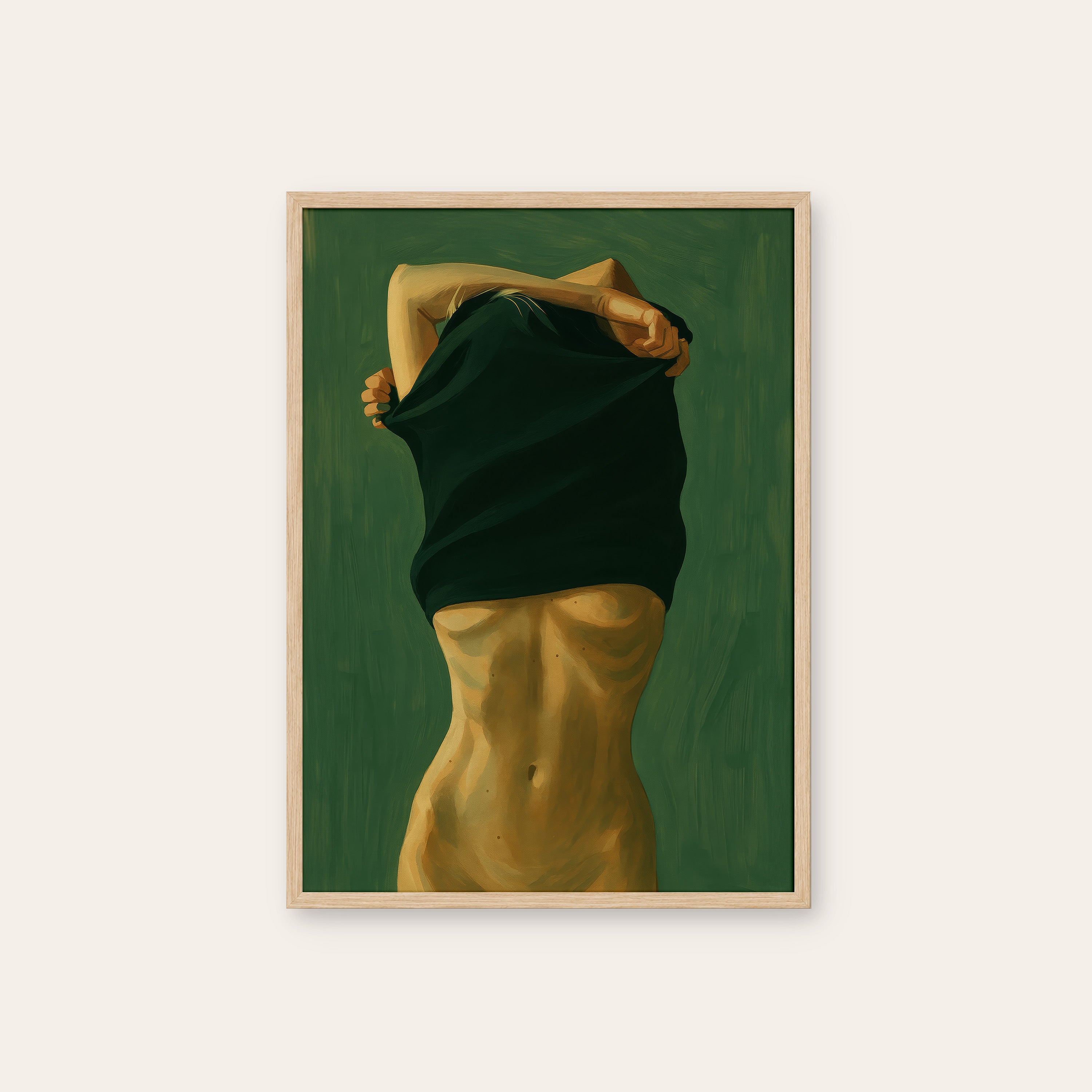 Shedding the Day — Torso Print – natural wood frame