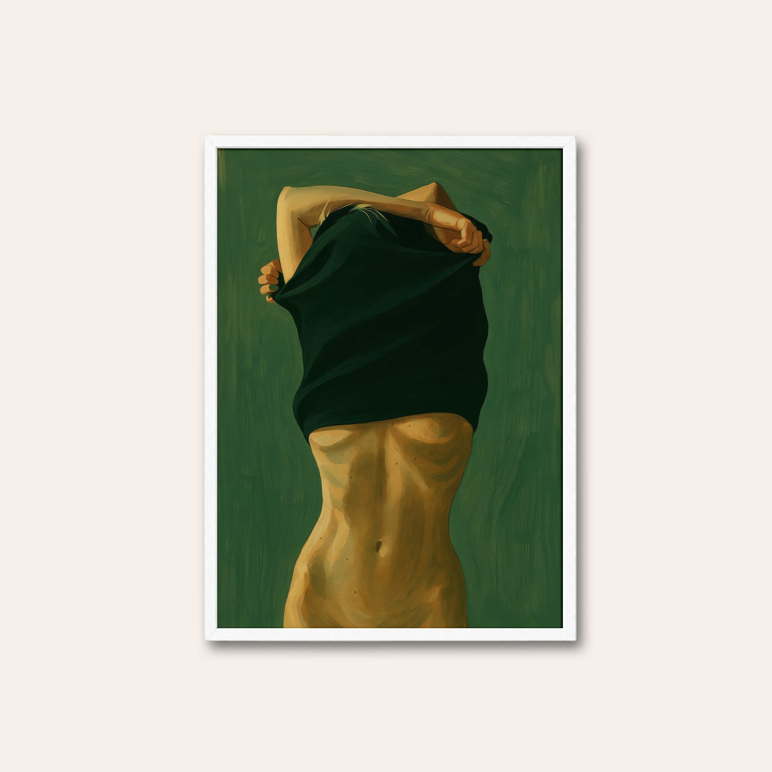 Shedding the Day — Torso Print – white frame