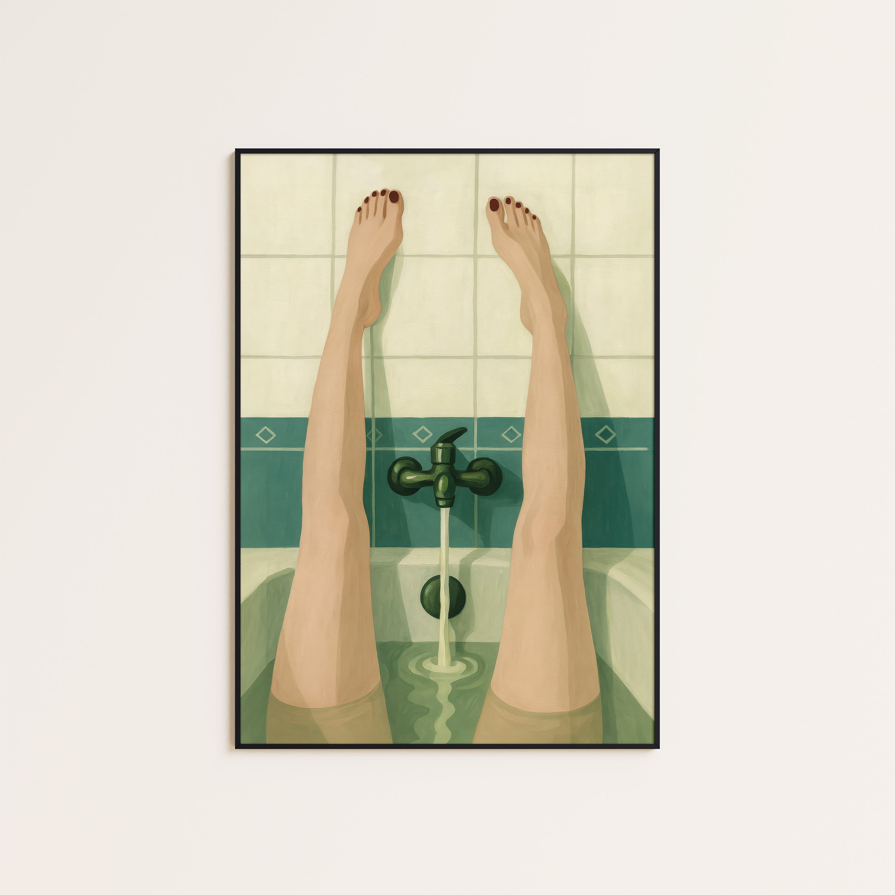 Bath Hour — Green Tile Print – unframed poster