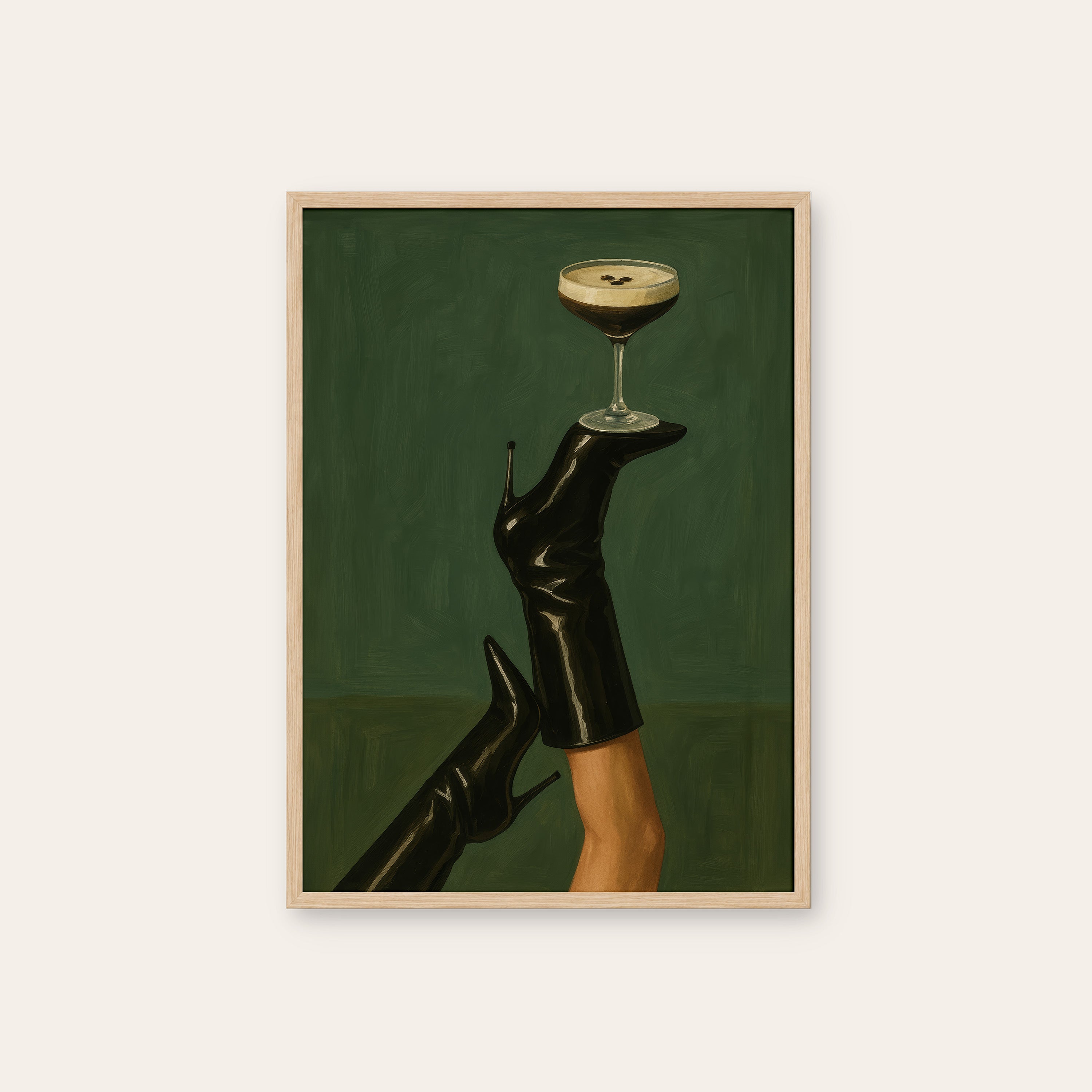 Heel Service — Espresso Martini Print – natural wood frame