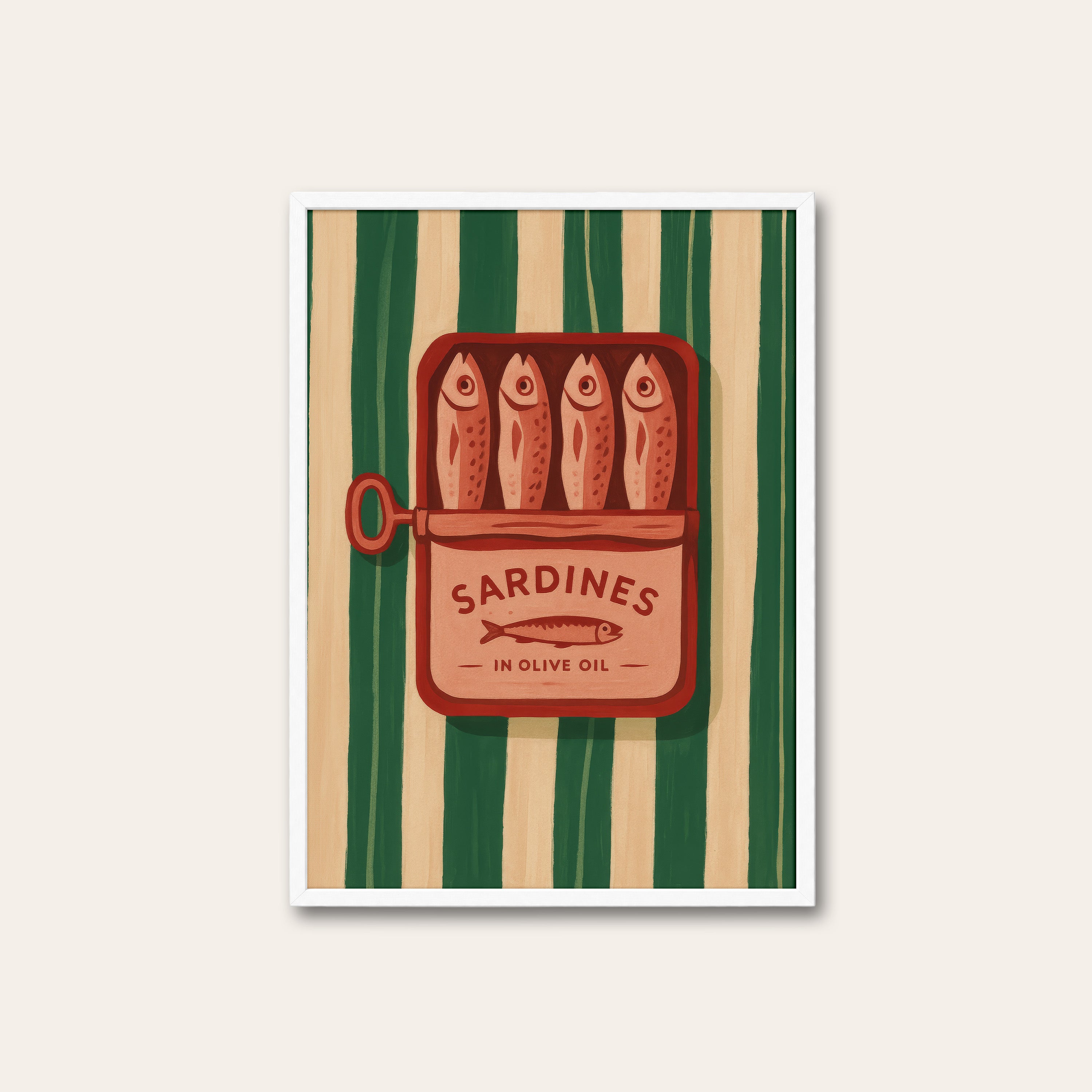 Tinned Treasure — Sardine Art Print – white frame