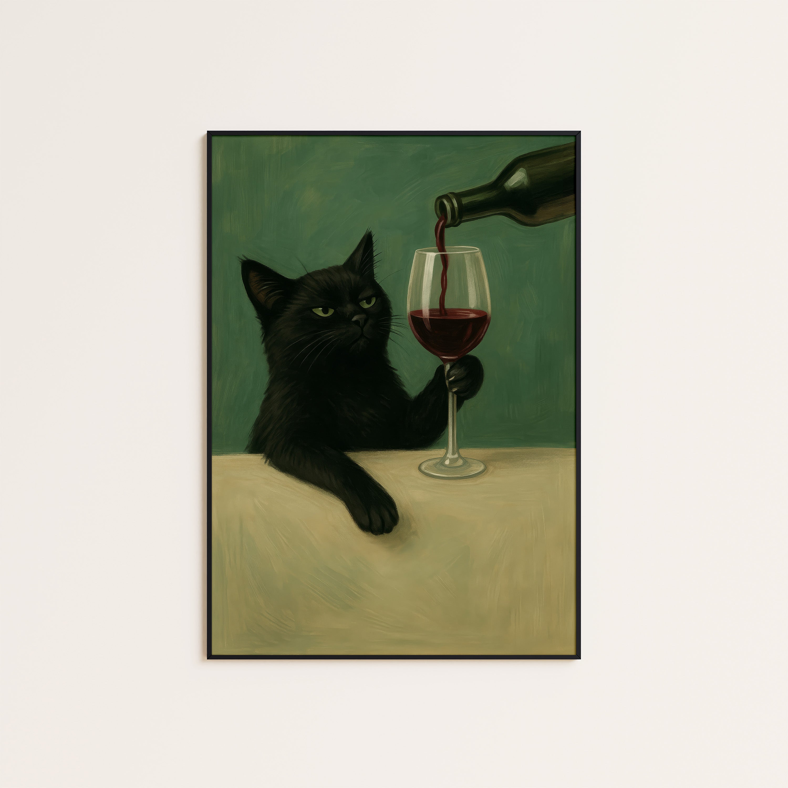 Top Up — Wine Cat Print – unframed poster