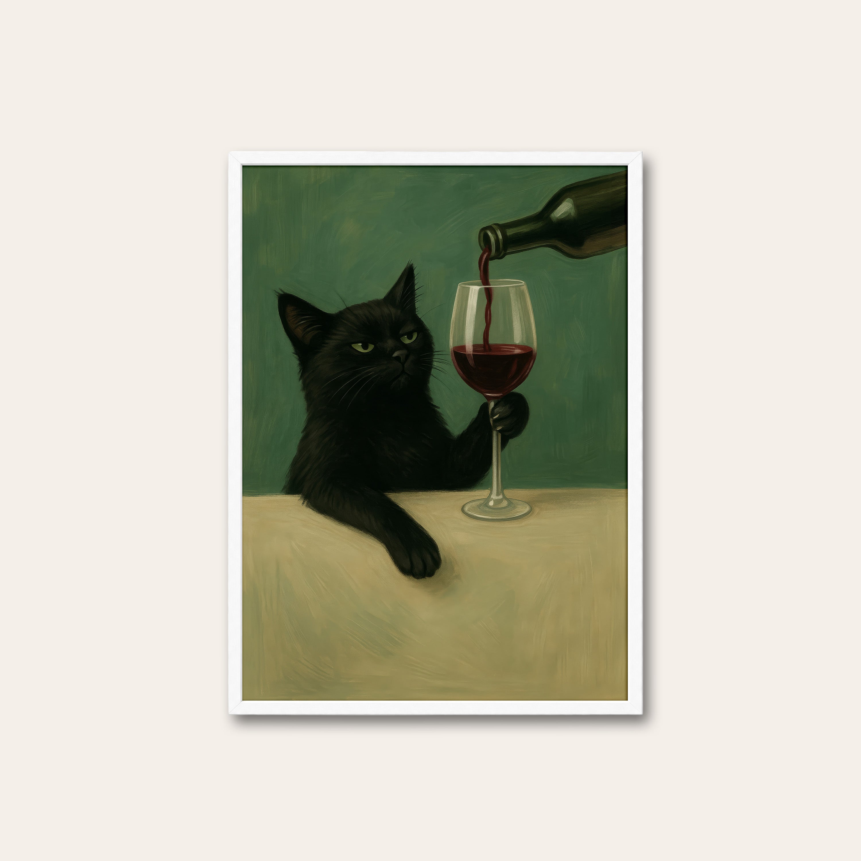 Top Up — Wine Cat Print – white frame