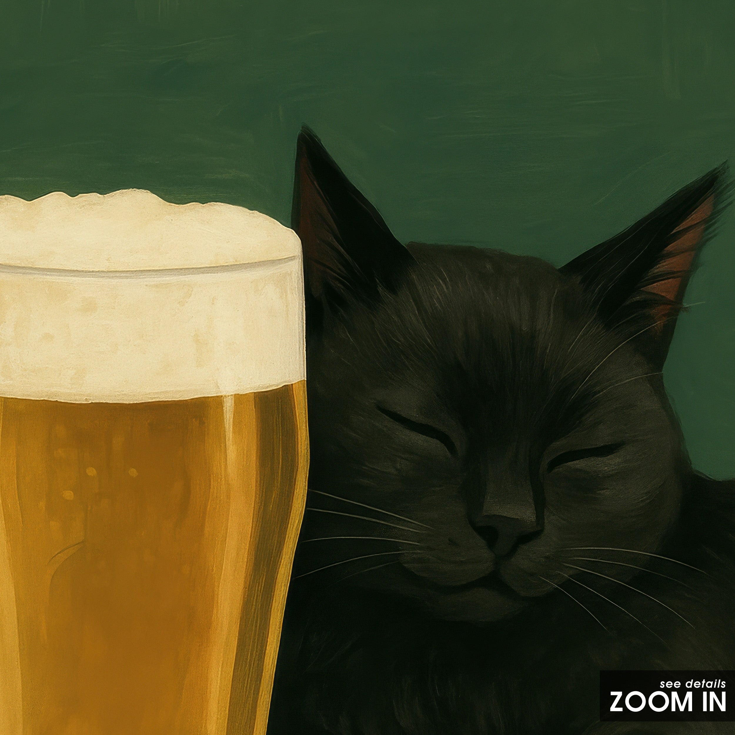 Beer & the Black Cat — Pub Art Print – in room setting