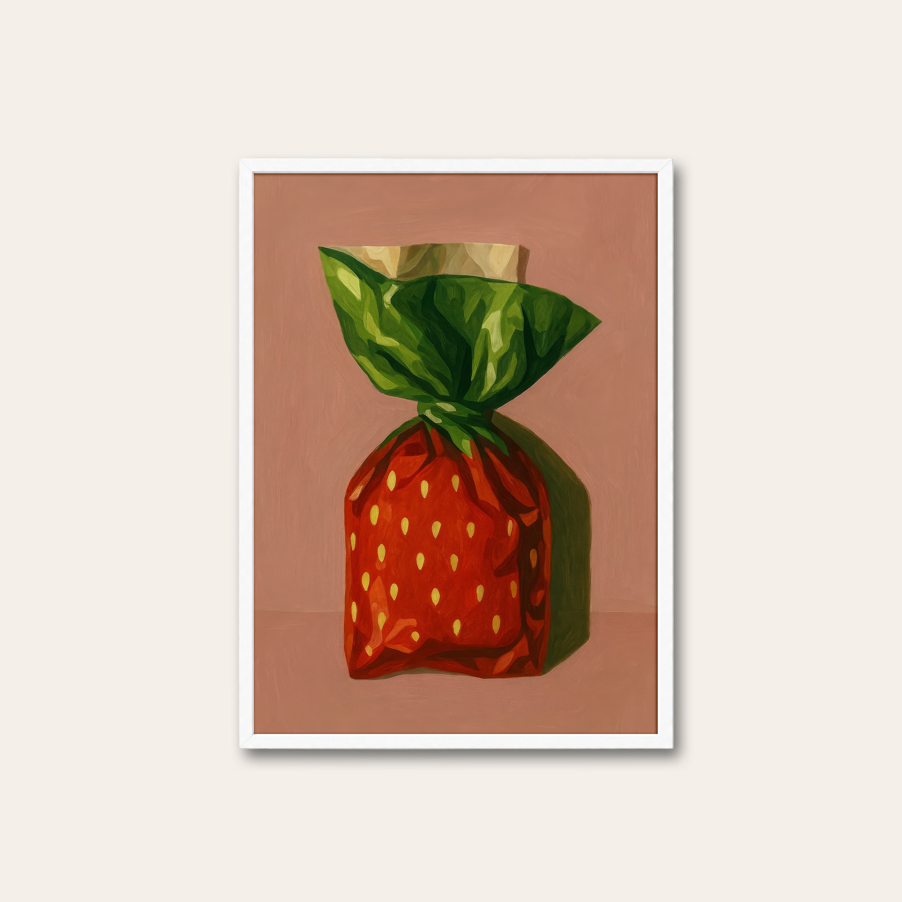 Wrapped Berry — Candy Still Life Print – white frame