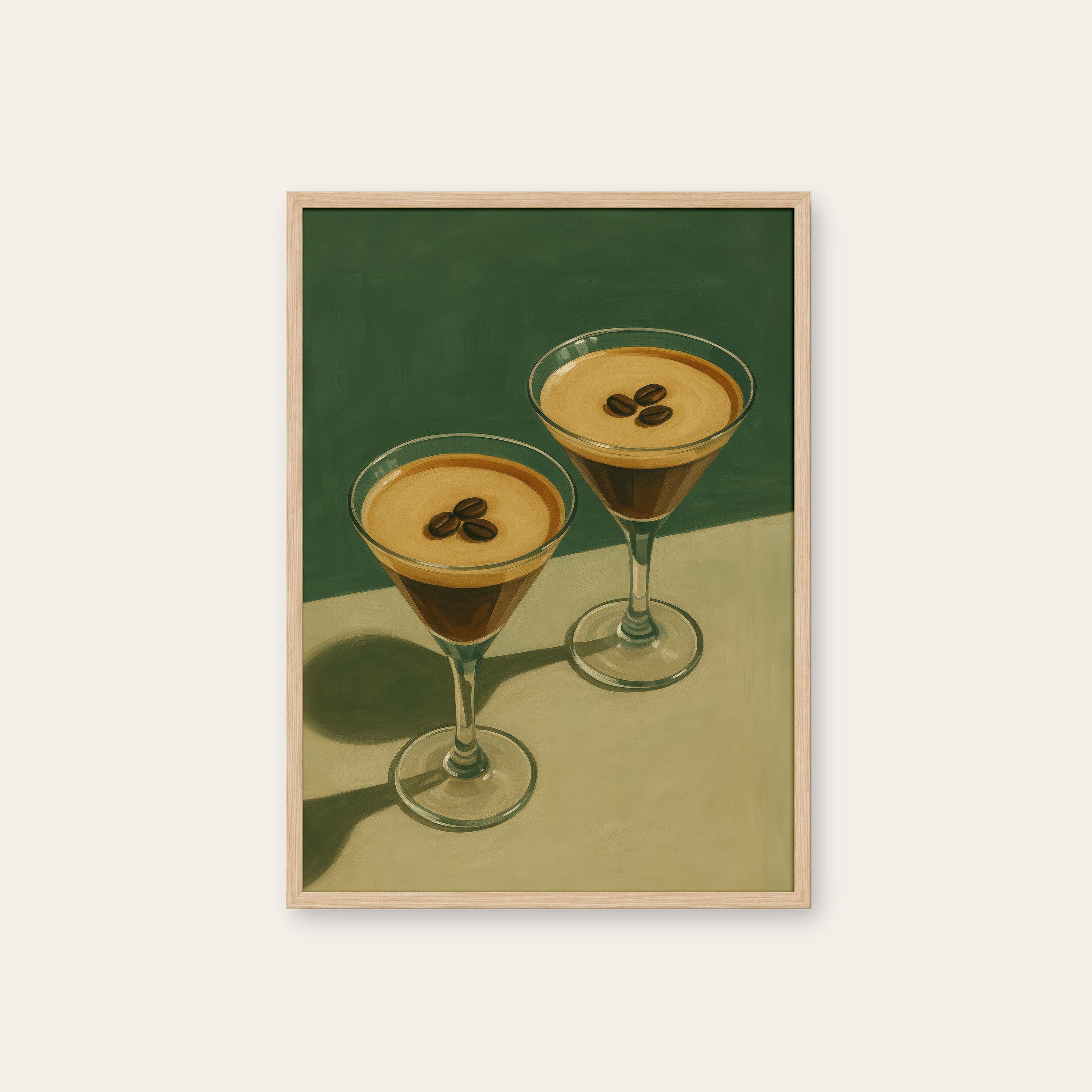 Espresso Martini Hour — Cocktail Print – natural wood frame