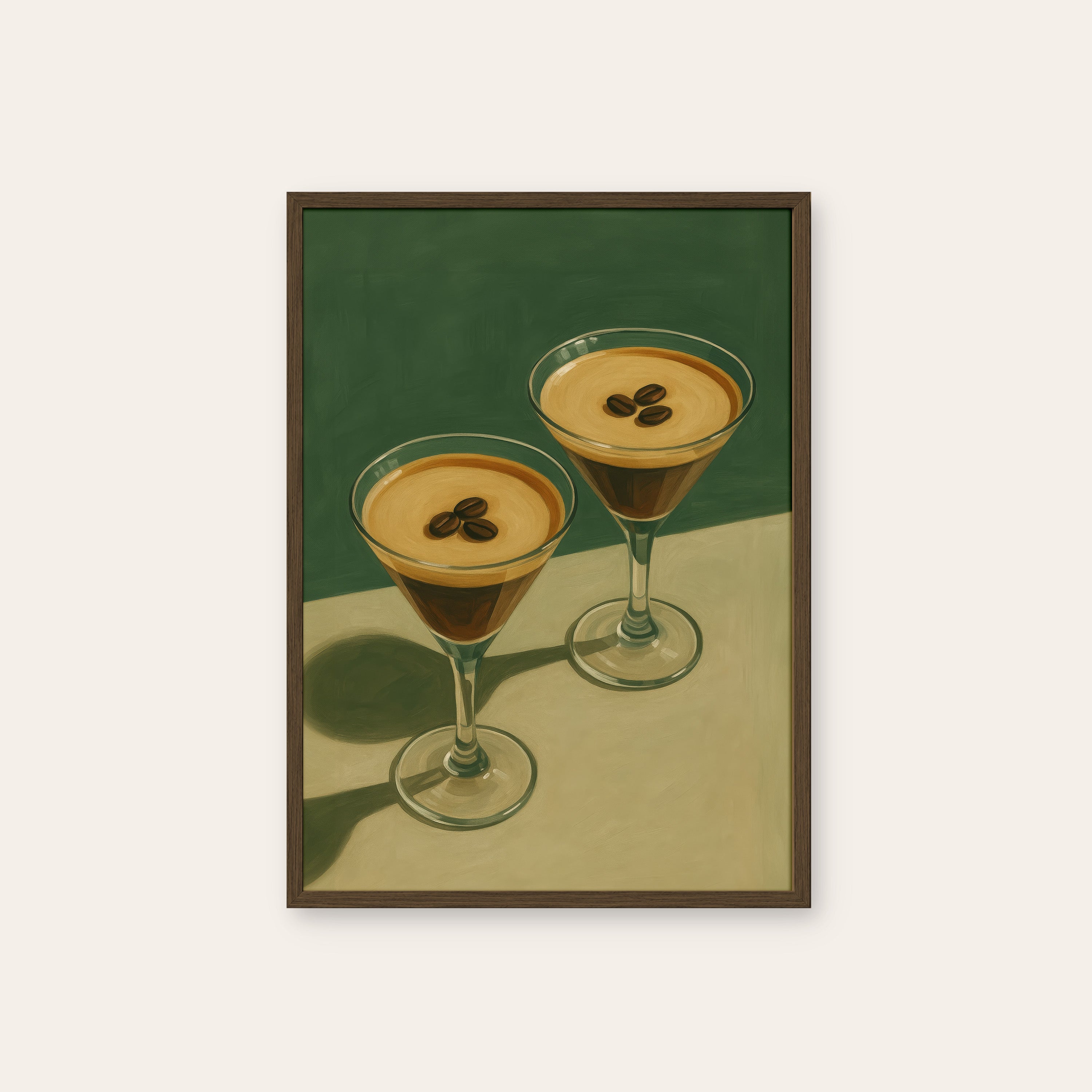 Espresso Martini Hour — Cocktail Print – dark wood frame