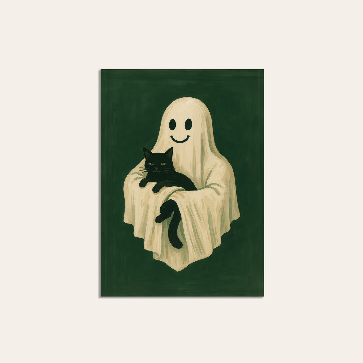 Haunting Plus One - Ghost and Cat Print - unframed print
