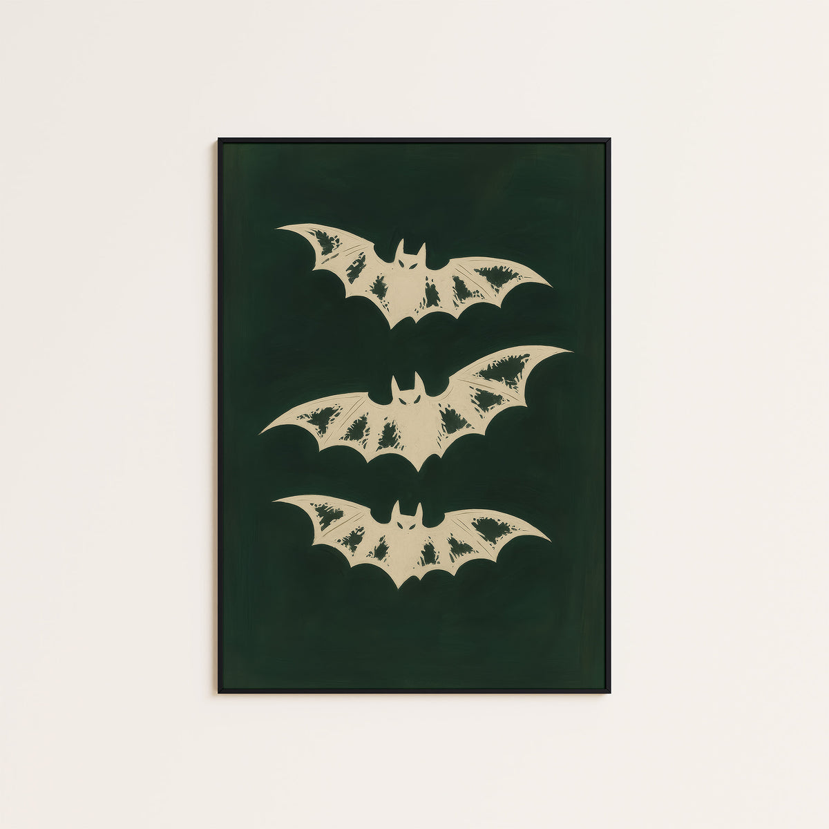 Night Shift - Three Bats Print - framed artwork overview